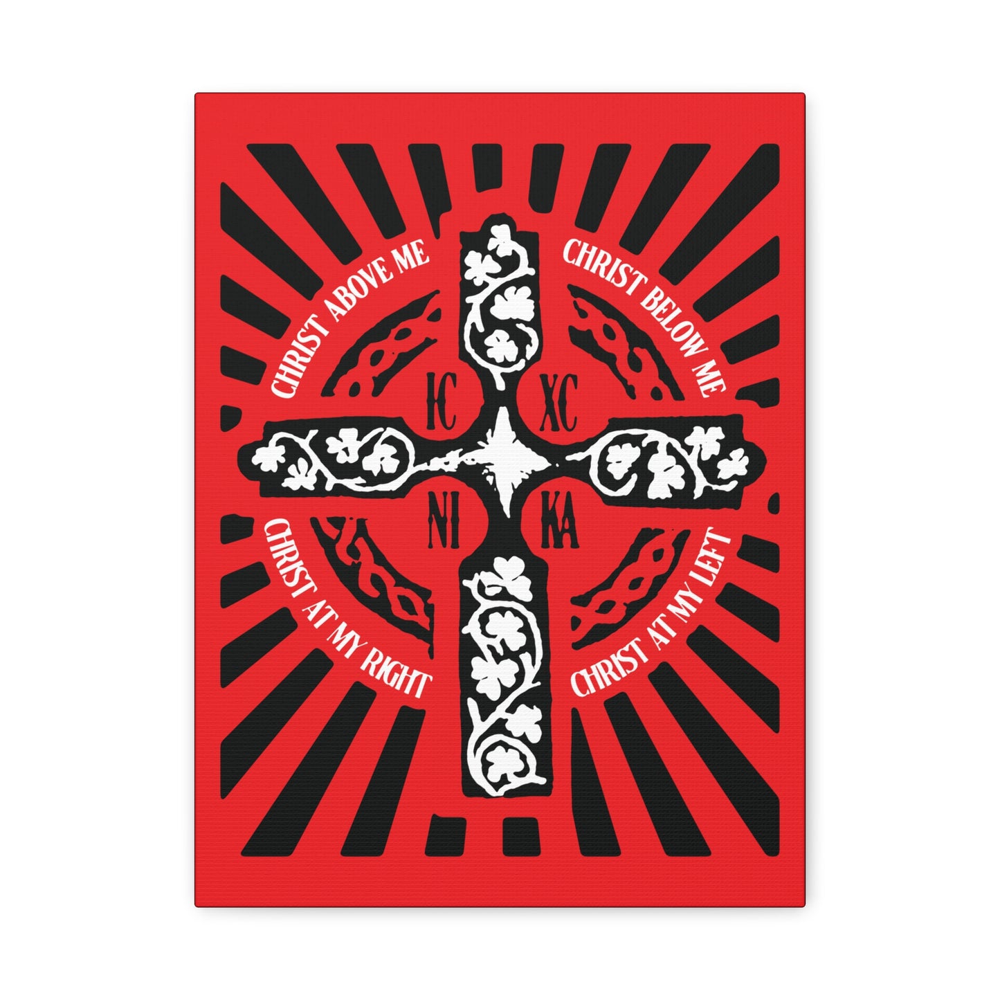 Red ICXC NIKA Enniskillen Celtic Cross | Lorica of St. Patrick | Shield Prayer | Orthodox Christian Canvas Art
