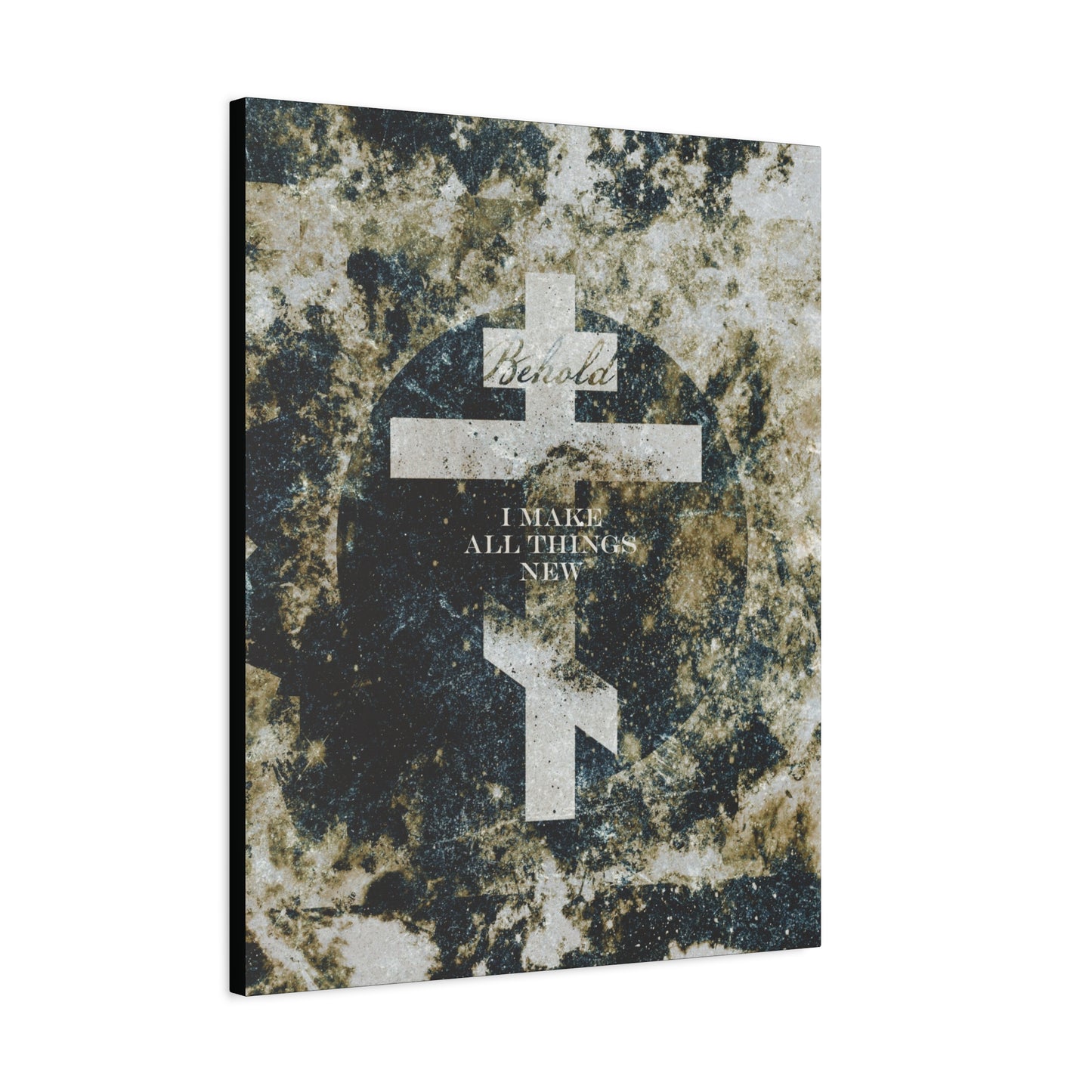 Behold, I Make All Things New | Revelation 21:5 | Cosmic Textured Orthodox Cross | Parousia | Orthodox Christian Canvas Art