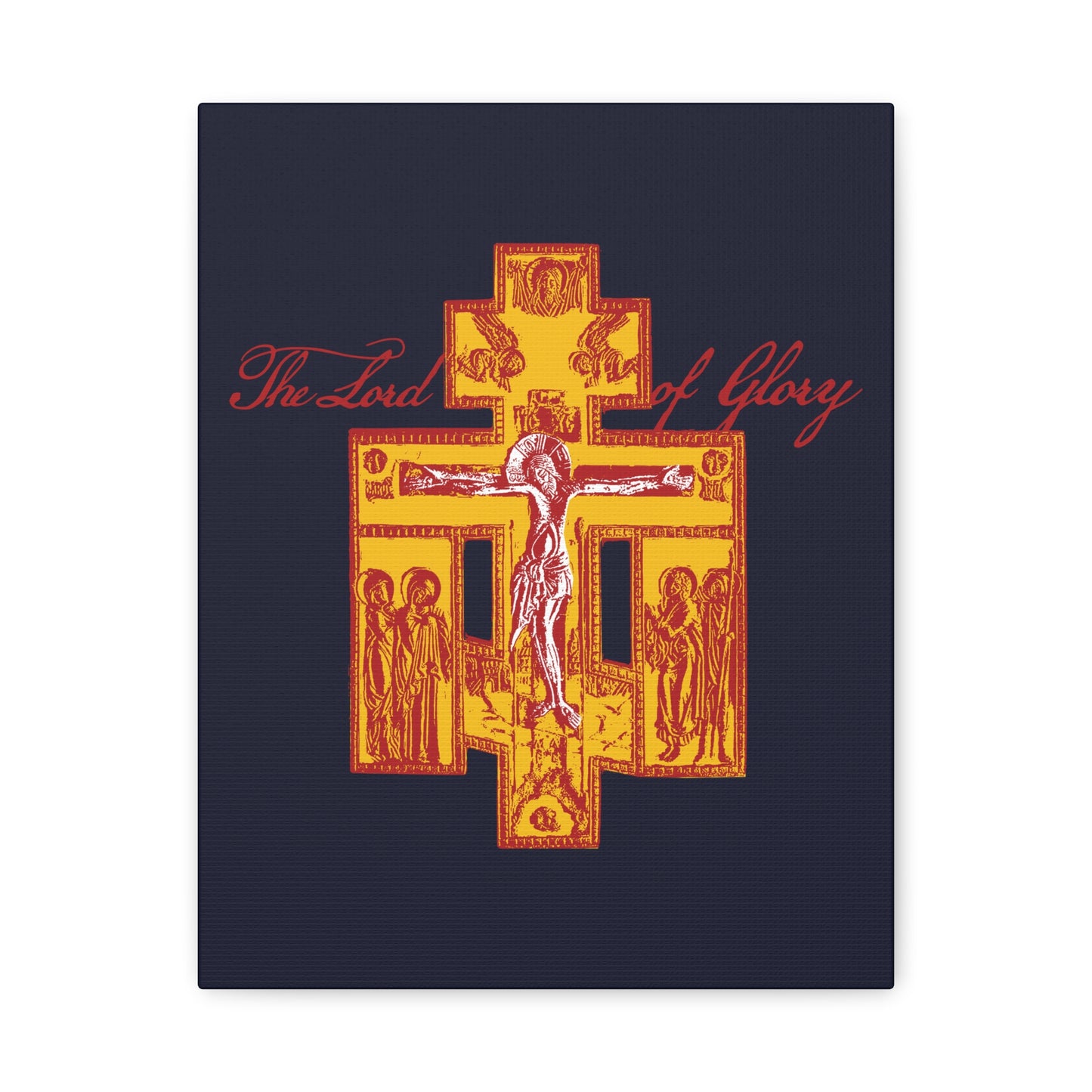 The Lord of Glory | Russian Golgotha Crucifix IconoGraphic (Blue BG) | 1 Corinthians 2:8 | Orthodox Christian Canvas Art