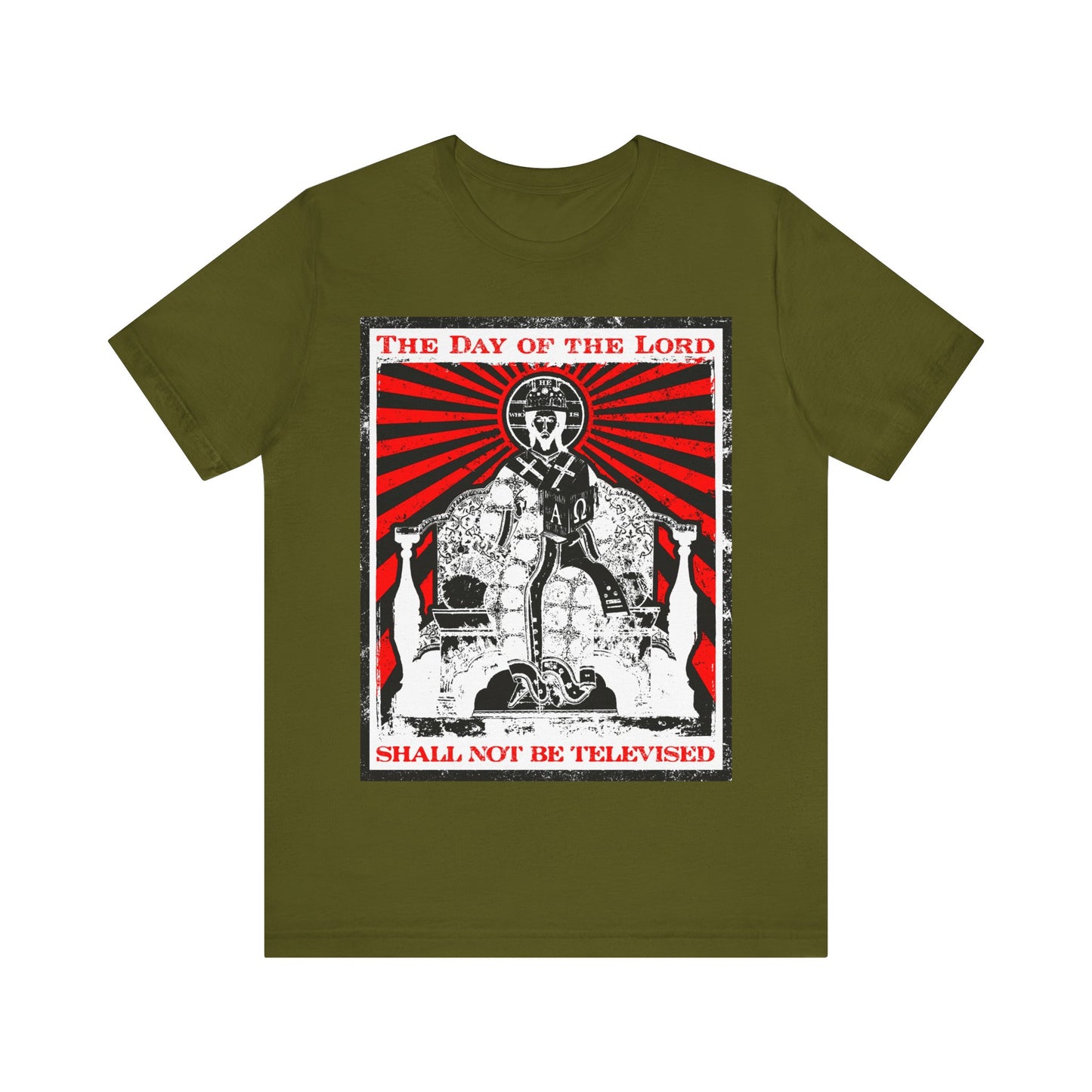 The Day of the Lord Shall Not Be Televised | Jesus Christ Enthroned Iconographic | Second Coming | Revelation | Orthodox Christian Cotton T-Shirt