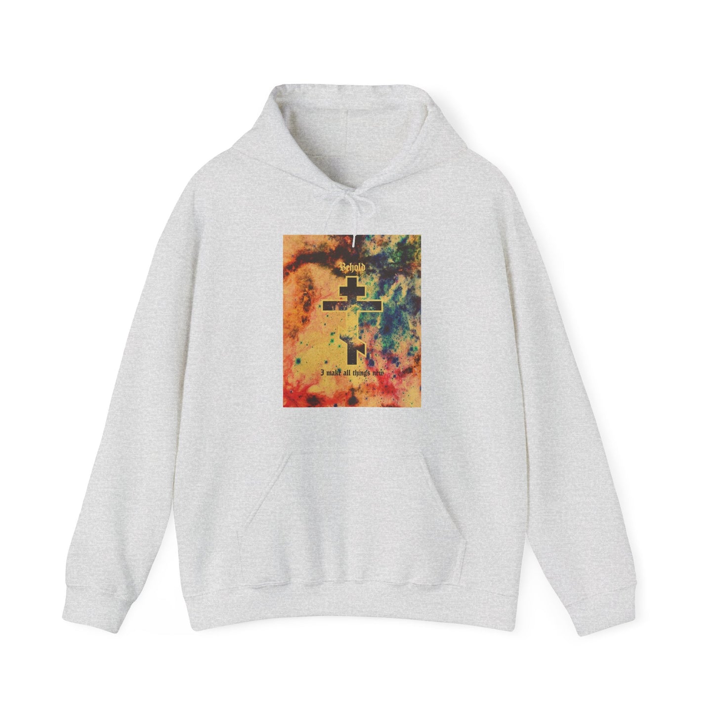 Behold, I Make All Things New (Rev 21:5) | Cosmic Orthodox Cross On Inverted Starfield | Second Coming | Orthodox Christian Hoodie