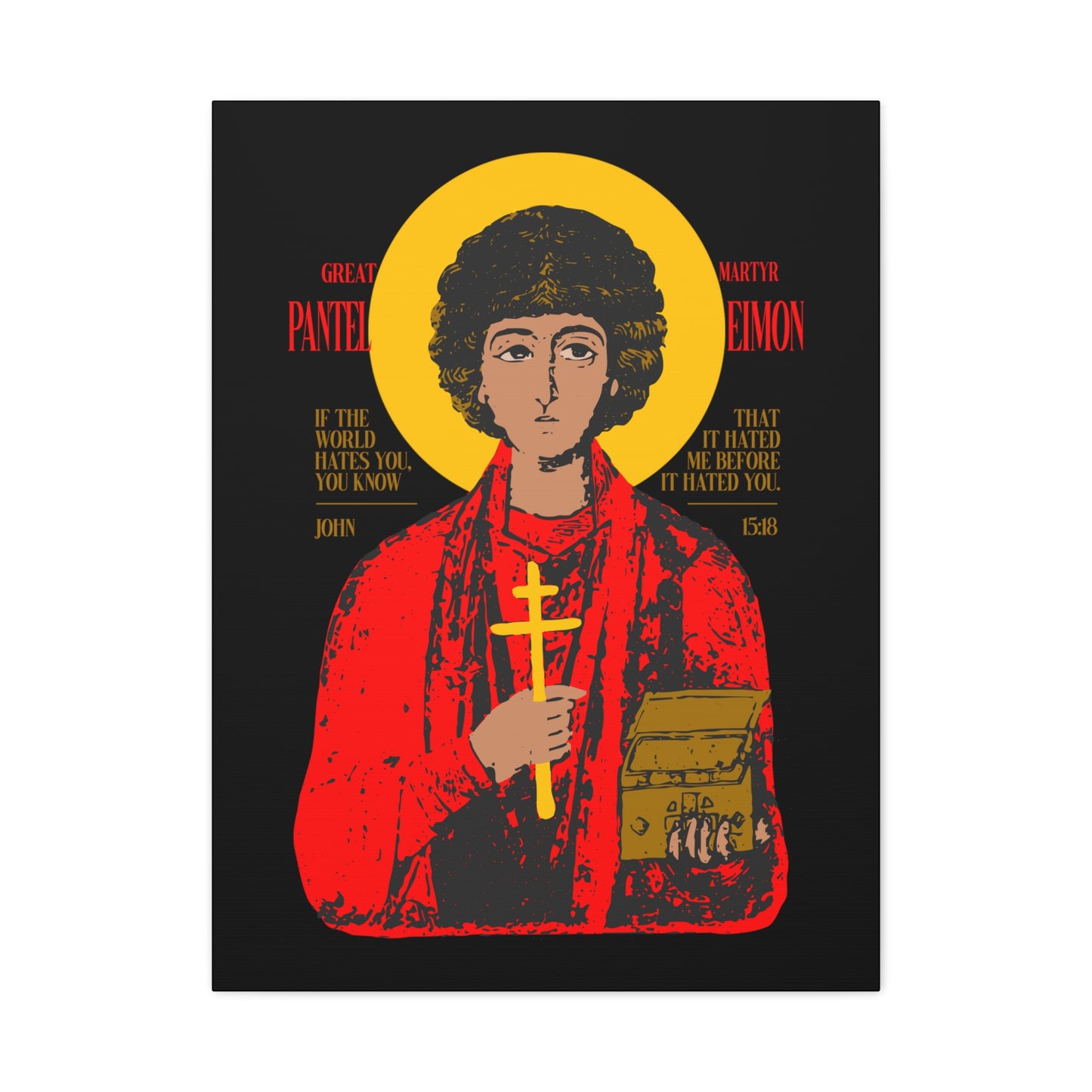 Great-Martyr Panteleimon IconoGraphic No. 1 | Orthodox Christian Canvas Art