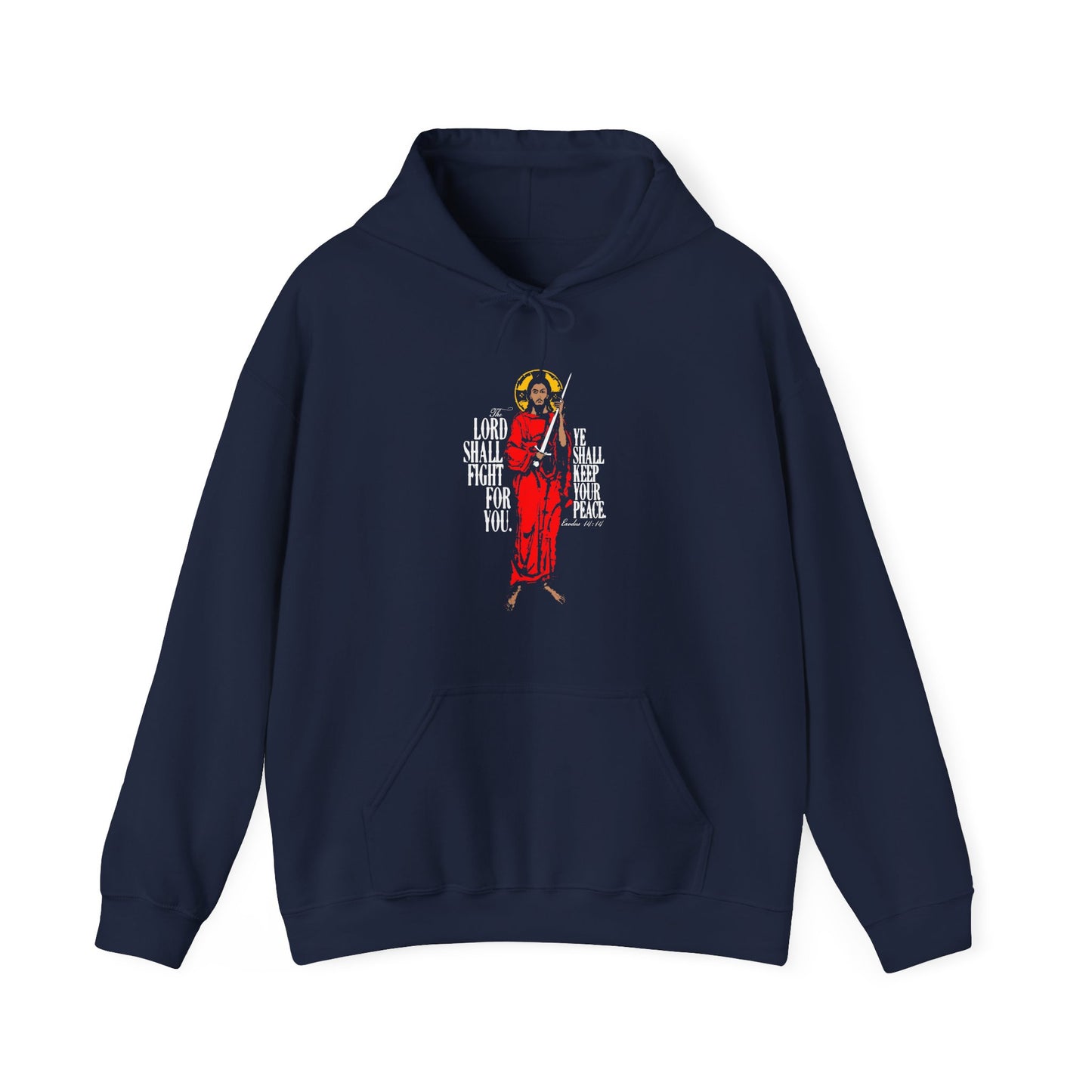 The Lord Shall Fight For You (Exodus 14:14) | Jesus Christ with Sword IconoGraphic | Orthodox Christian Hoodie