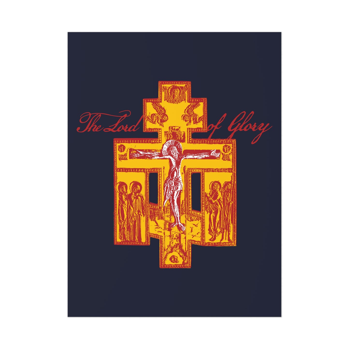 The Lord of Glory | Russian Golgotha Crucifix IconoGraphic (Blue BG) | 1 Corinthians 2:8 | Orthodox Christian Art Poster