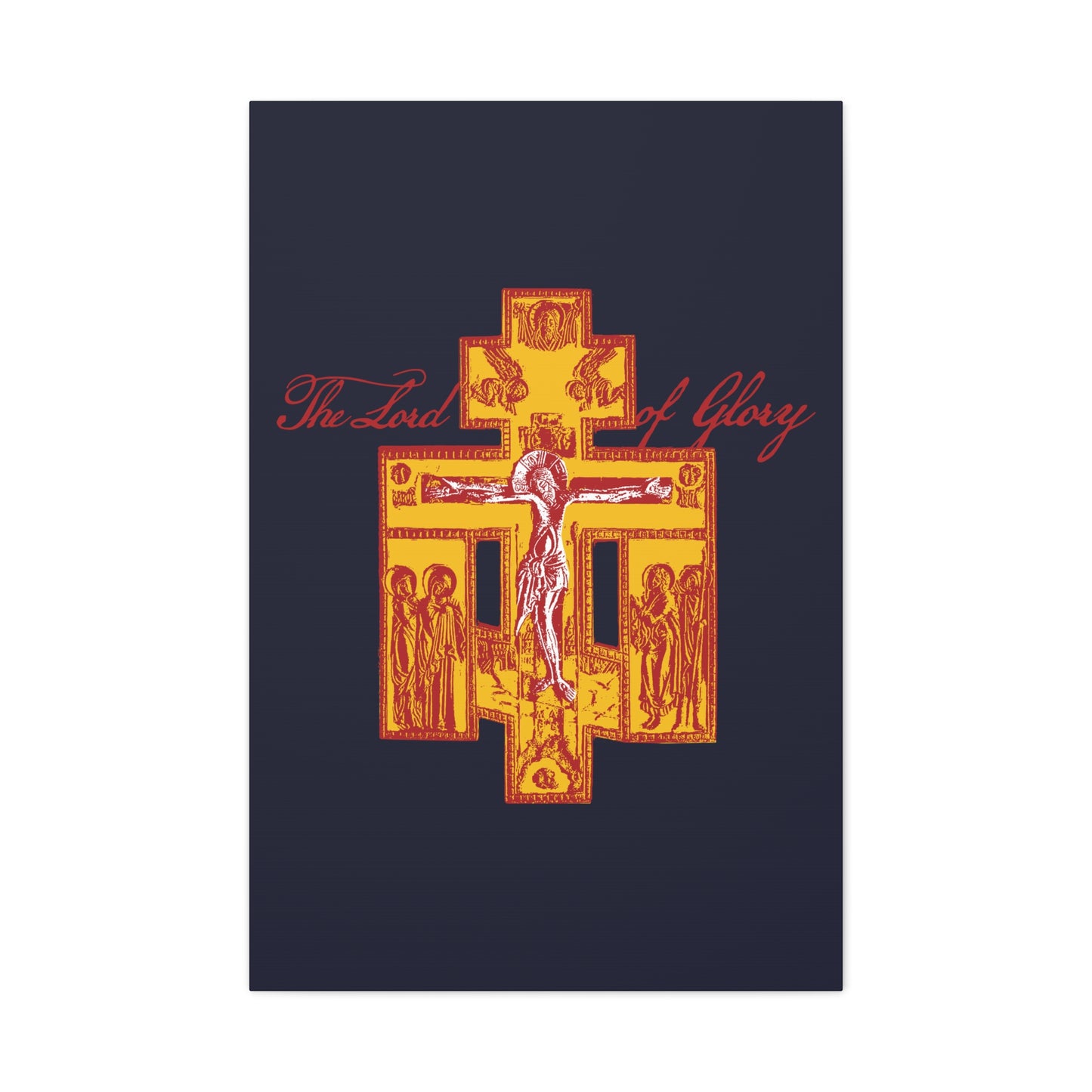 The Lord of Glory | Russian Golgotha Crucifix IconoGraphic (Blue BG) | 1 Corinthians 2:8 | Orthodox Christian Canvas Art