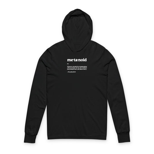 Metanoia Metanoid Definition | Proverbs 28:13 | Confession & Repentance | Minimalist Design | Orthodox Long Sleeve Hooded Shirt
