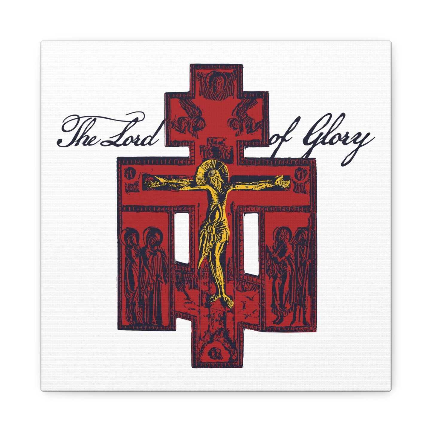 The Lord of Glory | Russian Golgotha Crucifix IconoGraphic (White BG) | 1 Corinthians 2:8 | Orthodox Christian Canvas Art