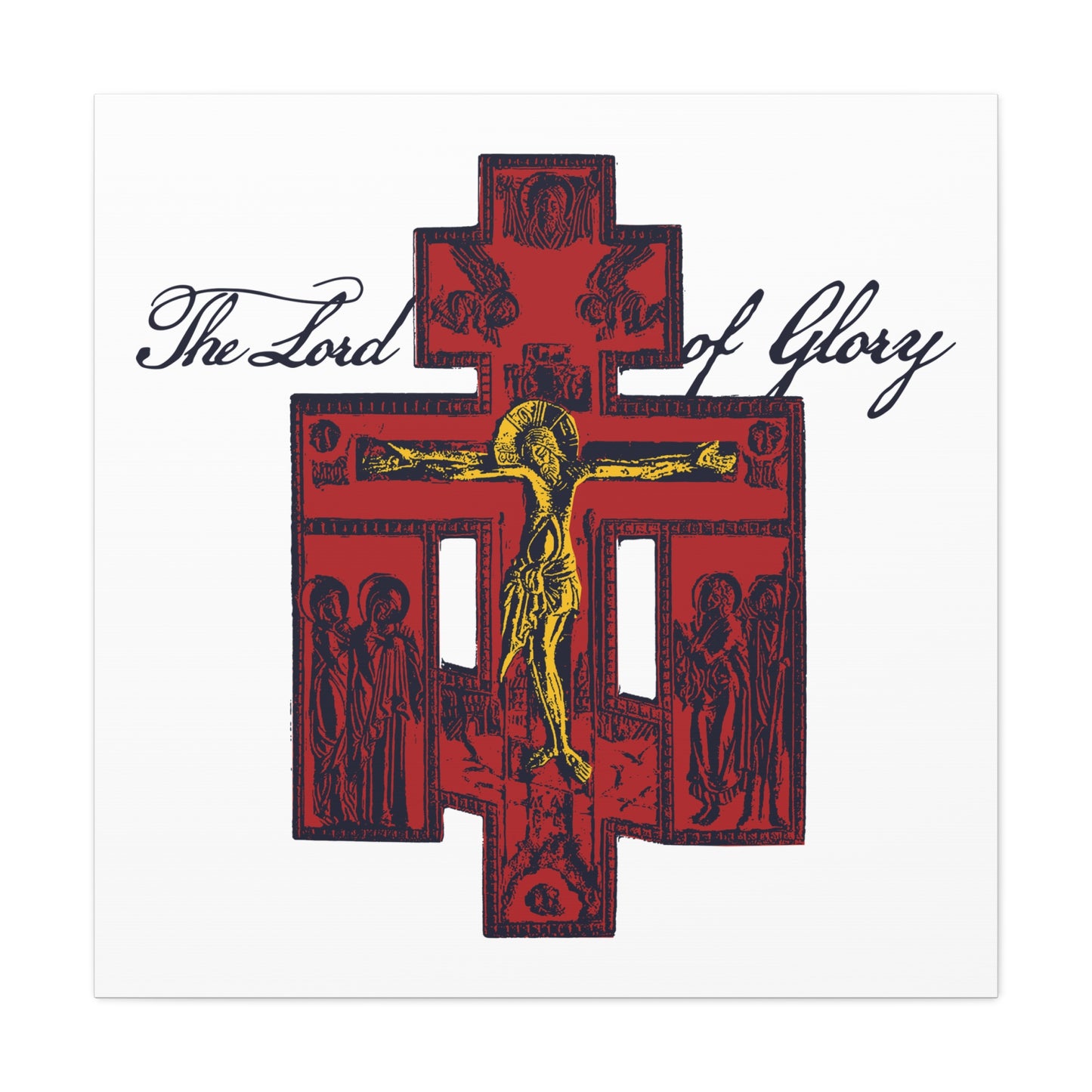 The Lord of Glory | Russian Golgotha Crucifix IconoGraphic (White BG) | 1 Corinthians 2:8 | Orthodox Christian Canvas Art