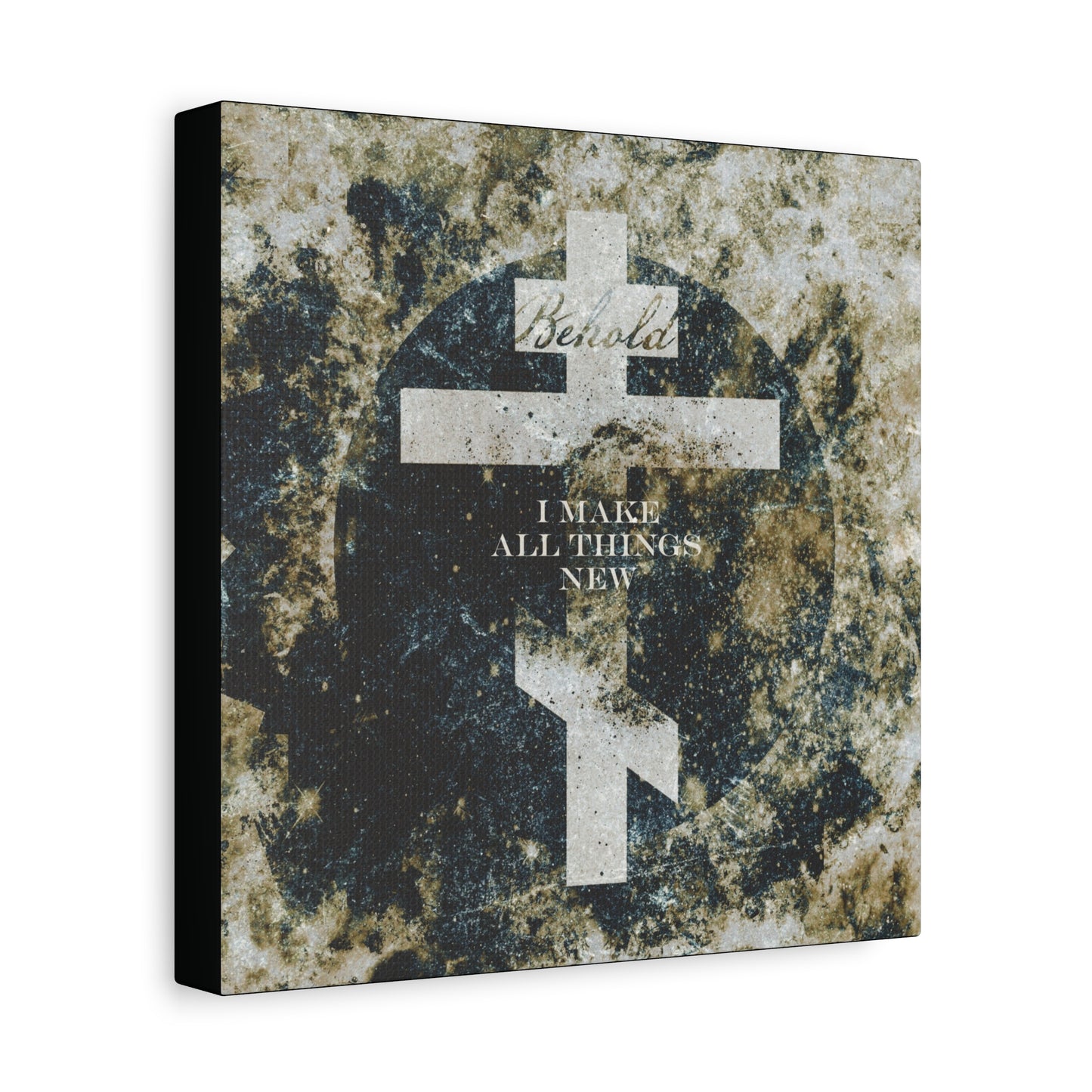 Behold, I Make All Things New | Revelation 21:5 | Cosmic Textured Orthodox Cross | Parousia | Orthodox Christian Canvas Art