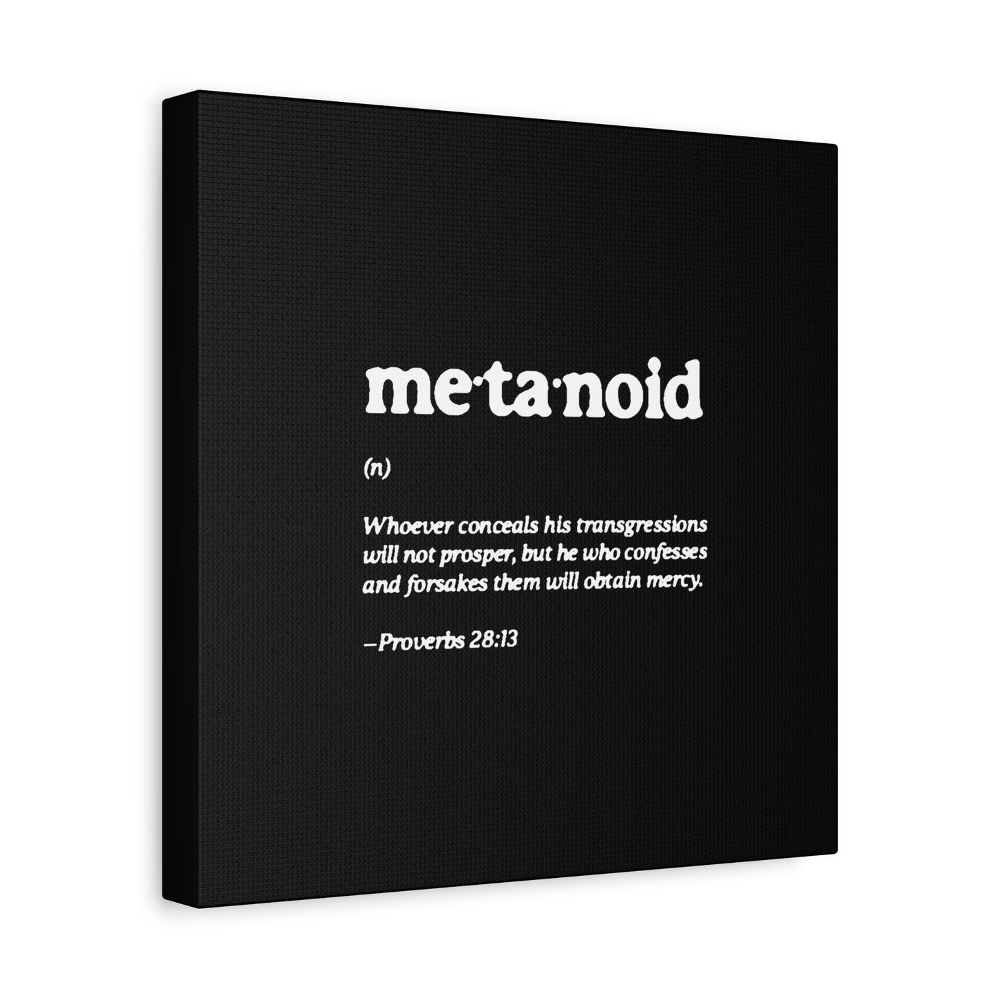 Metanoia Metanoid Definition | Proverbs 28:13 | Confession & Repentance | Minimalist Design | Orthodox Christian Canvas Art