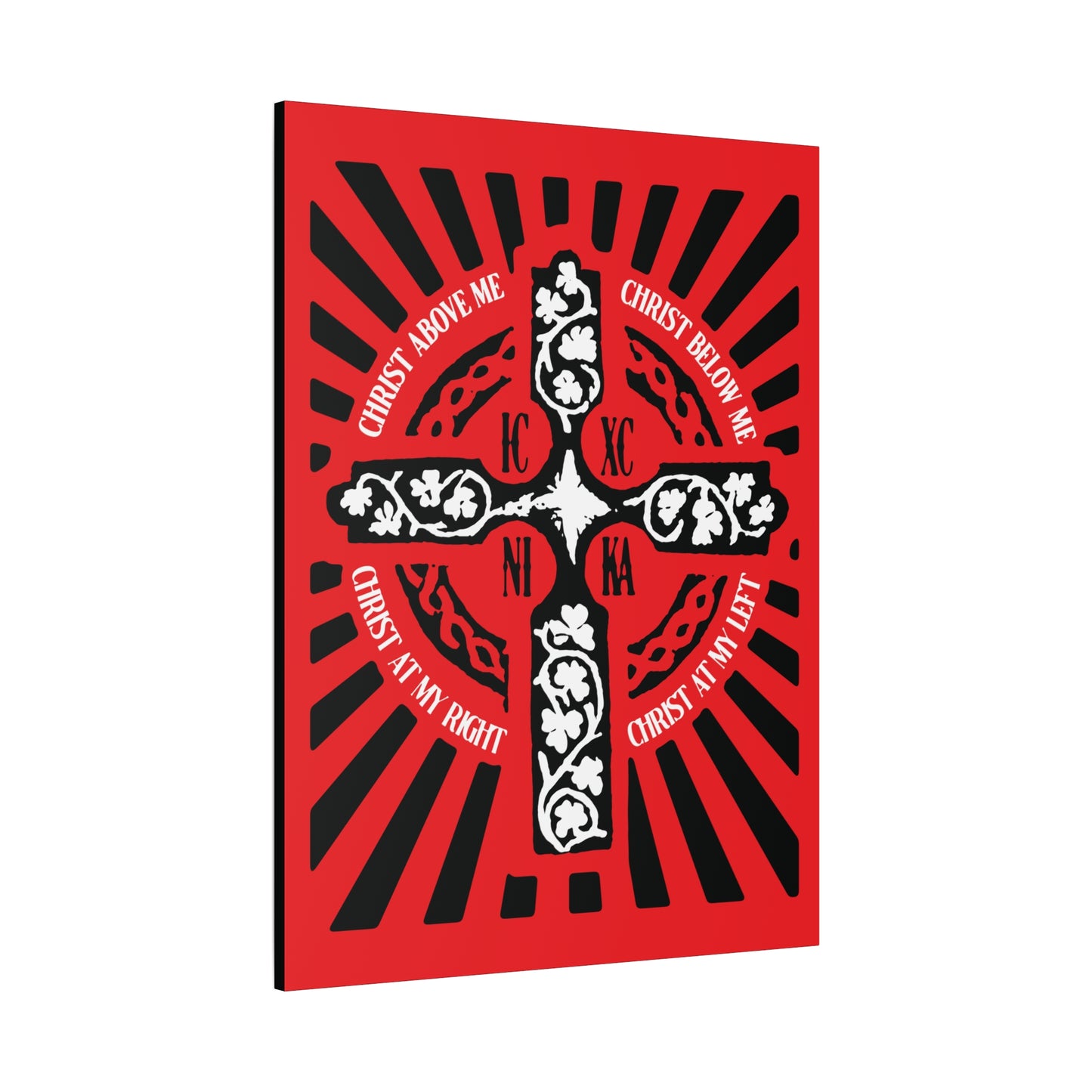 Red ICXC NIKA Enniskillen Celtic Cross | Lorica of St. Patrick | Shield Prayer | Orthodox Christian Canvas Art