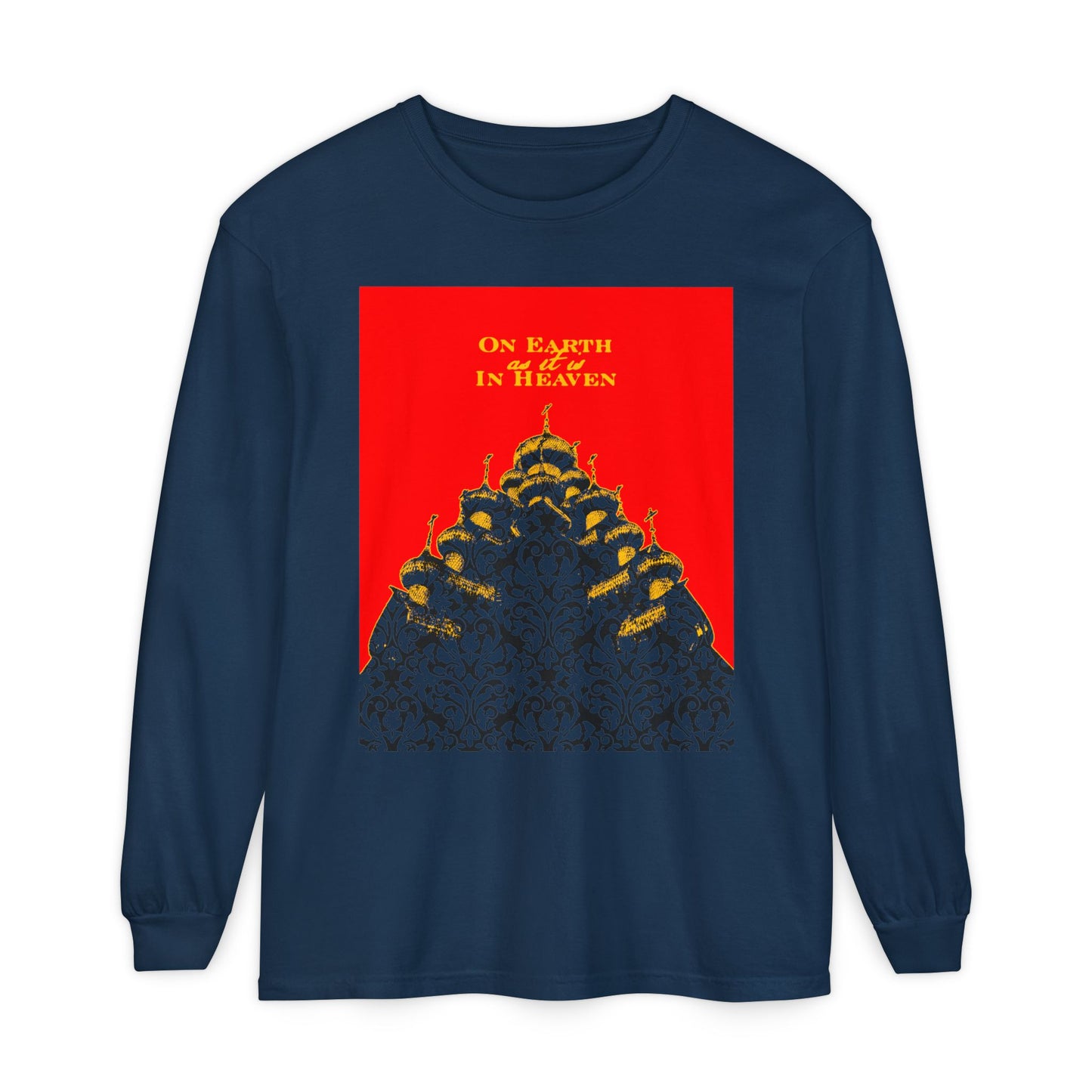 The Church: On Earth As It Is In Heaven | Lord's Prayer | Ancient Russian Wooden Church Design | Orthodox Christian Long Sleeve Shirt