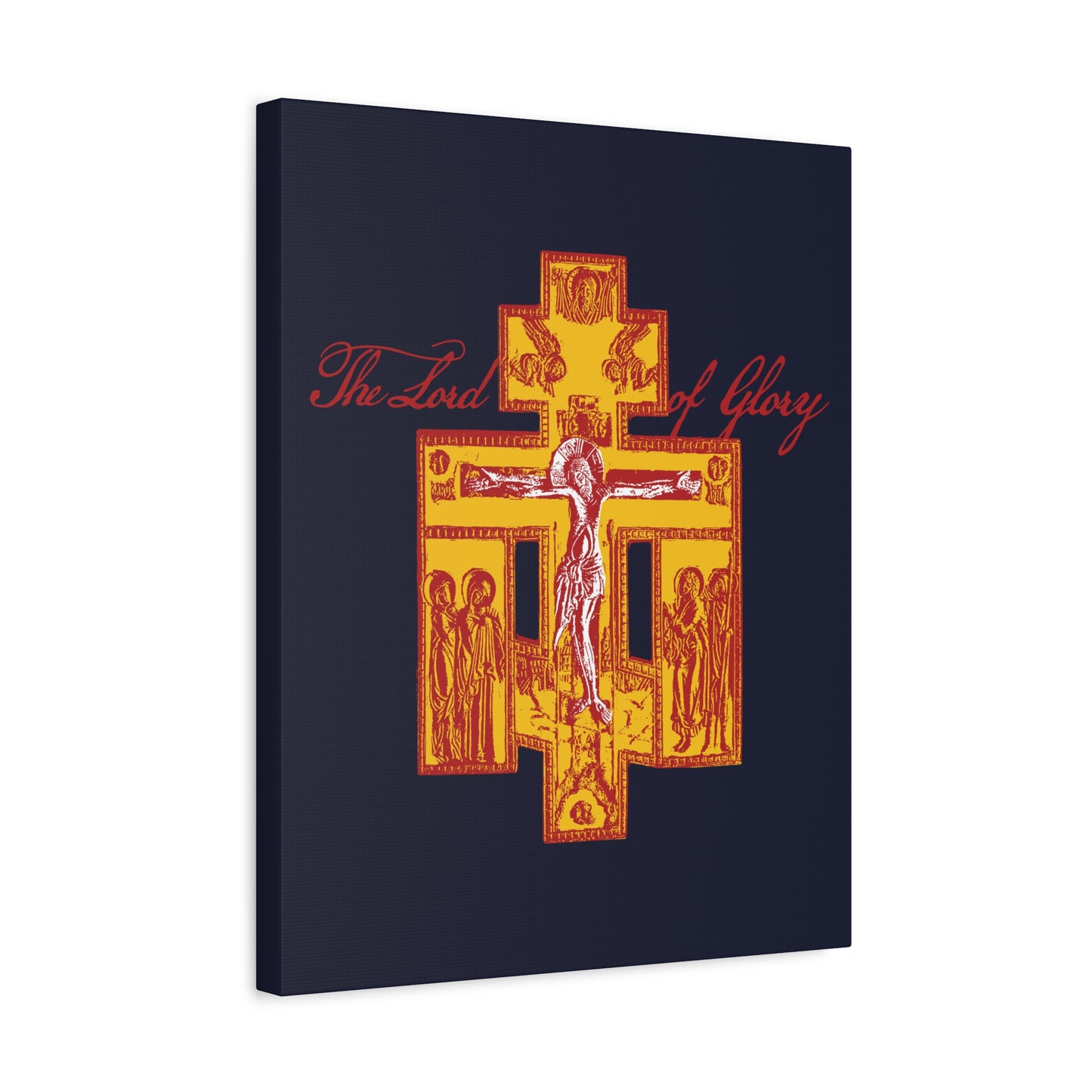 The Lord of Glory | Russian Golgotha Crucifix IconoGraphic (Blue BG) | 1 Corinthians 2:8 | Orthodox Christian Canvas Art