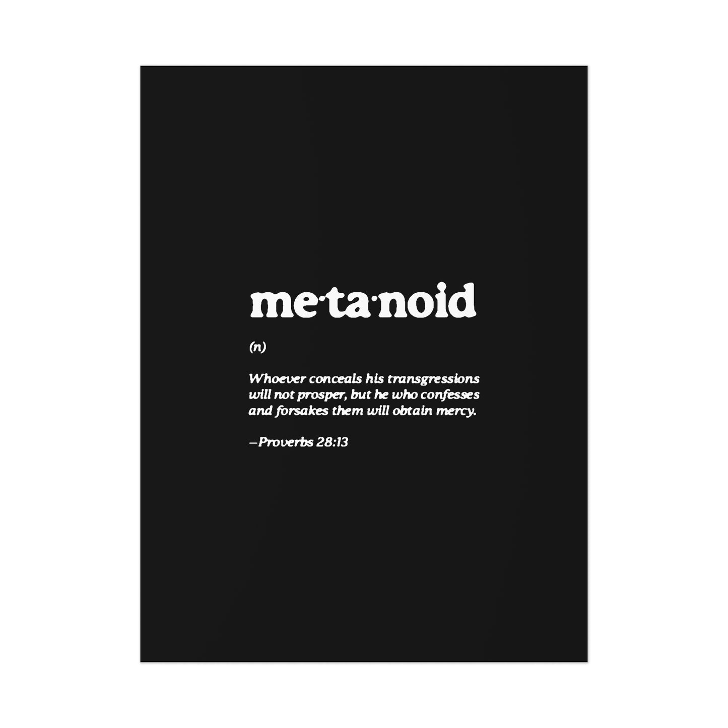 Metanoia Metanoid Definition | Proverbs 28:13 | Confession & Repentance | Minimalist Design | Orthodox Christian Art Poster