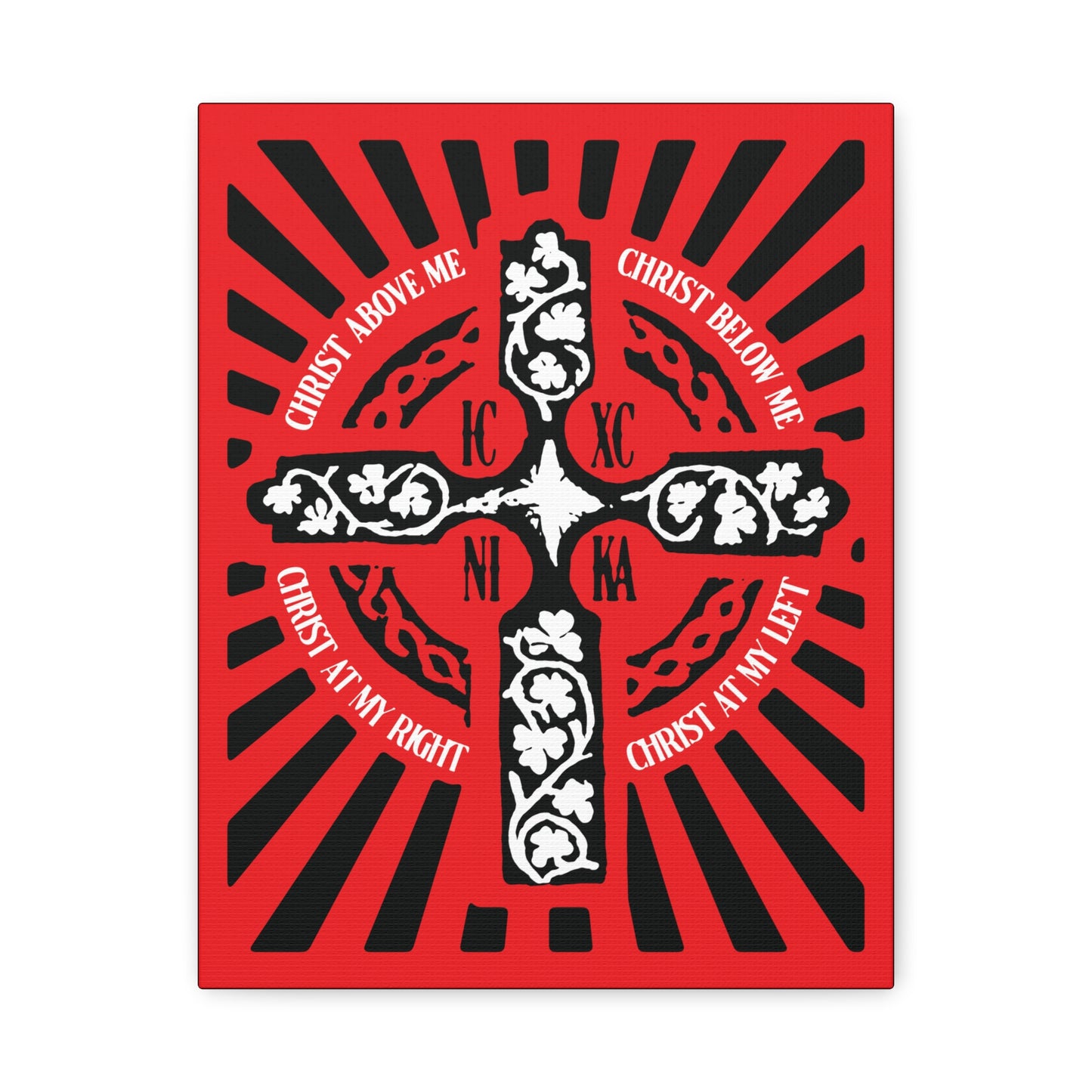 Red ICXC NIKA Enniskillen Celtic Cross | Lorica of St. Patrick | Shield Prayer | Orthodox Christian Canvas Art