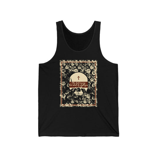The Last Enemy That Shall Be Destroyed is Death (1 Cor 15:26) | Earthtone Skull and Floral Design | Resurrection | Orthodox Christian Tank Top