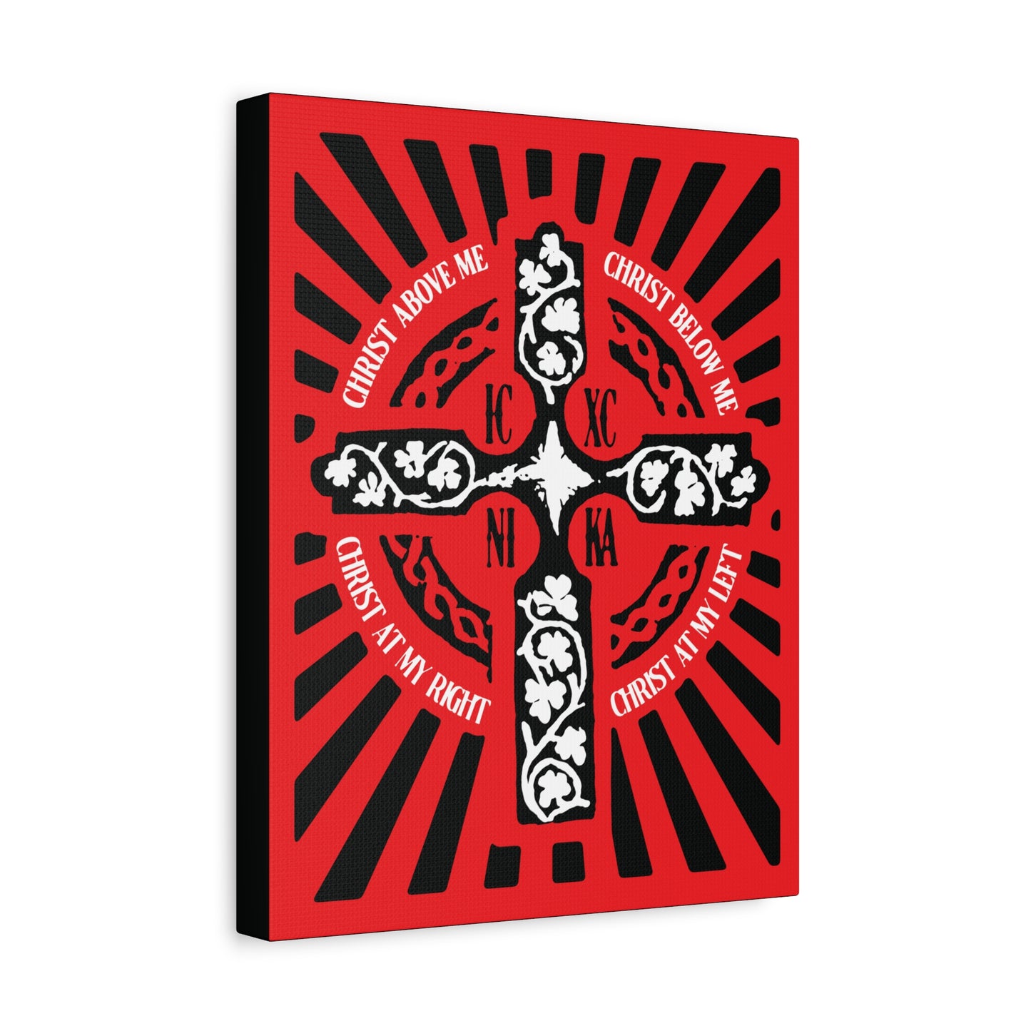 Red ICXC NIKA Enniskillen Celtic Cross | Lorica of St. Patrick | Shield Prayer | Orthodox Christian Canvas Art