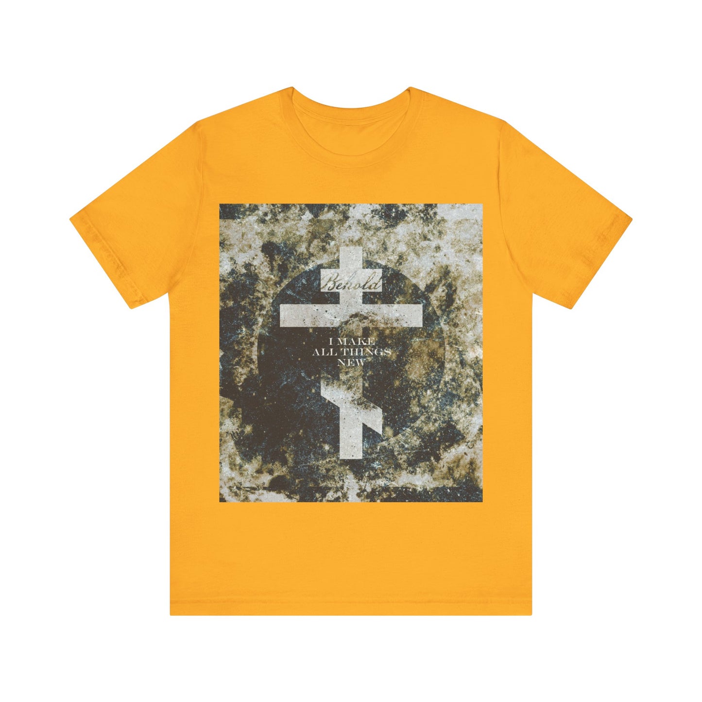 Behold, I Make All Things New | Revelation 21:5 | Cosmic Textured Orthodox Cross | Parousia | Orthodox Christian T-Shirt