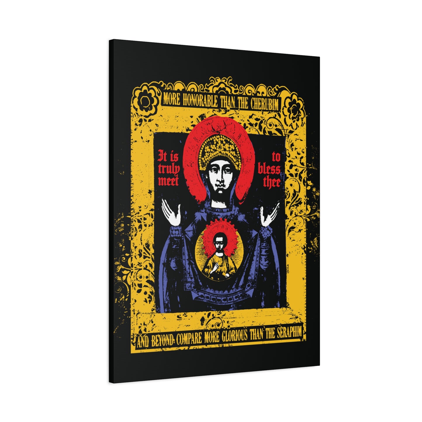 It is Truly Meet To Bless Thee Iconographic | Axion Estin Hymn to the Mother of God Theotokos | Orthodox Christian Canvas Art