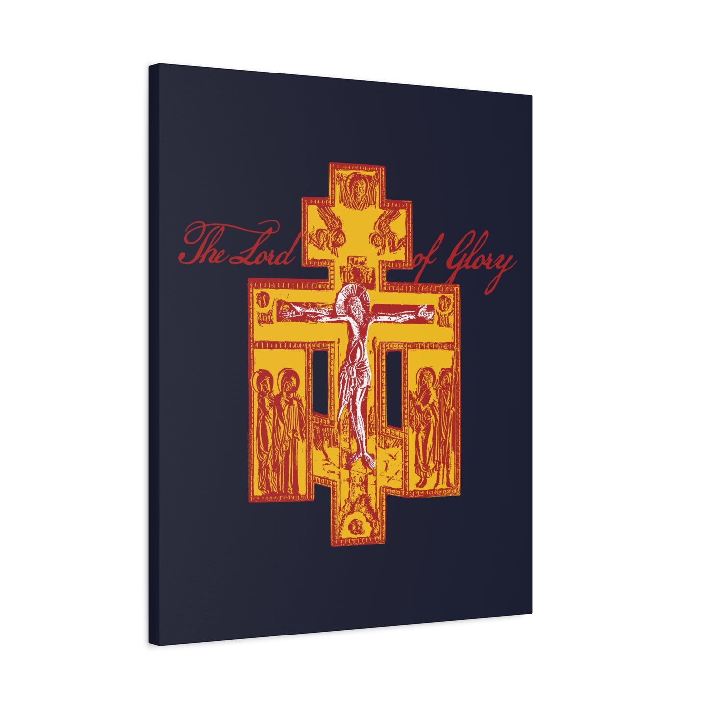 The Lord of Glory | Russian Golgotha Crucifix IconoGraphic (Blue BG) | 1 Corinthians 2:8 | Orthodox Christian Canvas Art