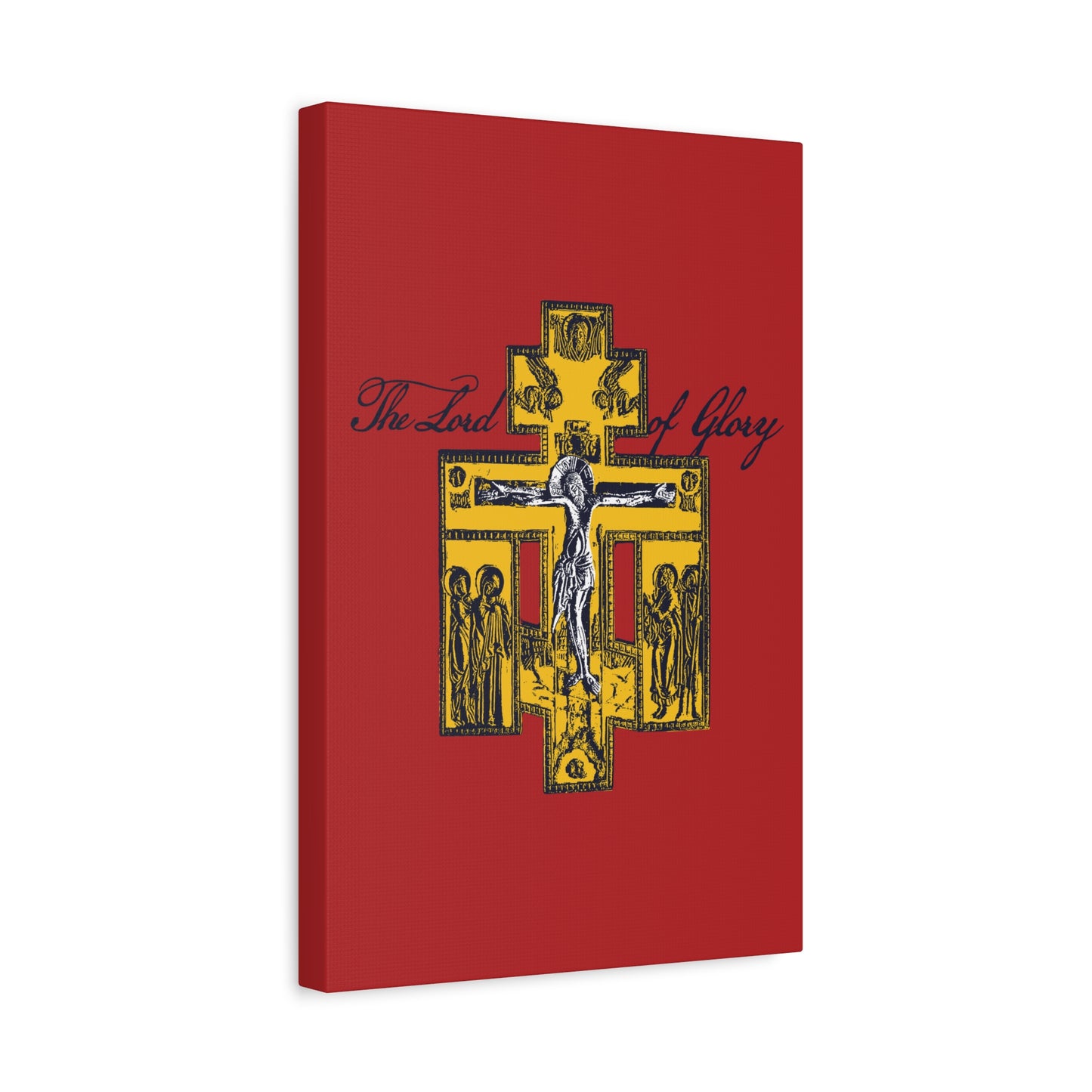 The Lord of Glory | Russian Golgotha Crucifix IconoGraphic (Red BG) | 1 Corinthians 2:8 | Orthodox Christian Canvas Art