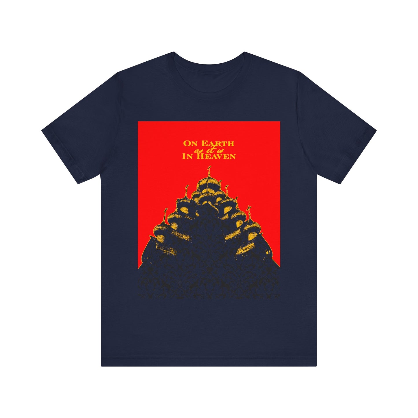 The Church: On Earth As It Is In Heaven | Lord's Prayer | Ancient Russian Wooden Church Design | Orthodox Christian Cotton T-Shirt