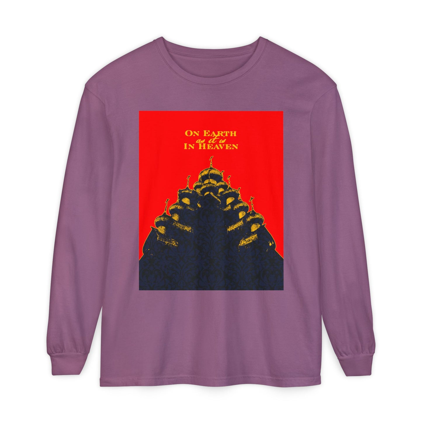 The Church: On Earth As It Is In Heaven | Lord's Prayer | Ancient Russian Wooden Church Design | Orthodox Christian Long Sleeve Shirt