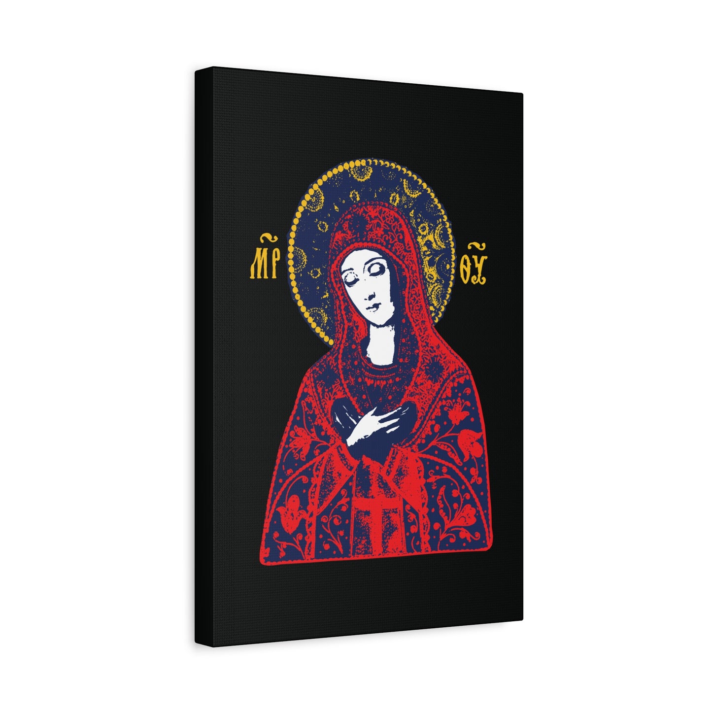 Joy of All Joys Tenderness Theotokos Iconographic Based on Traditional Orthodox Iconography | Red Design | Orthodox Christian Canvas Art