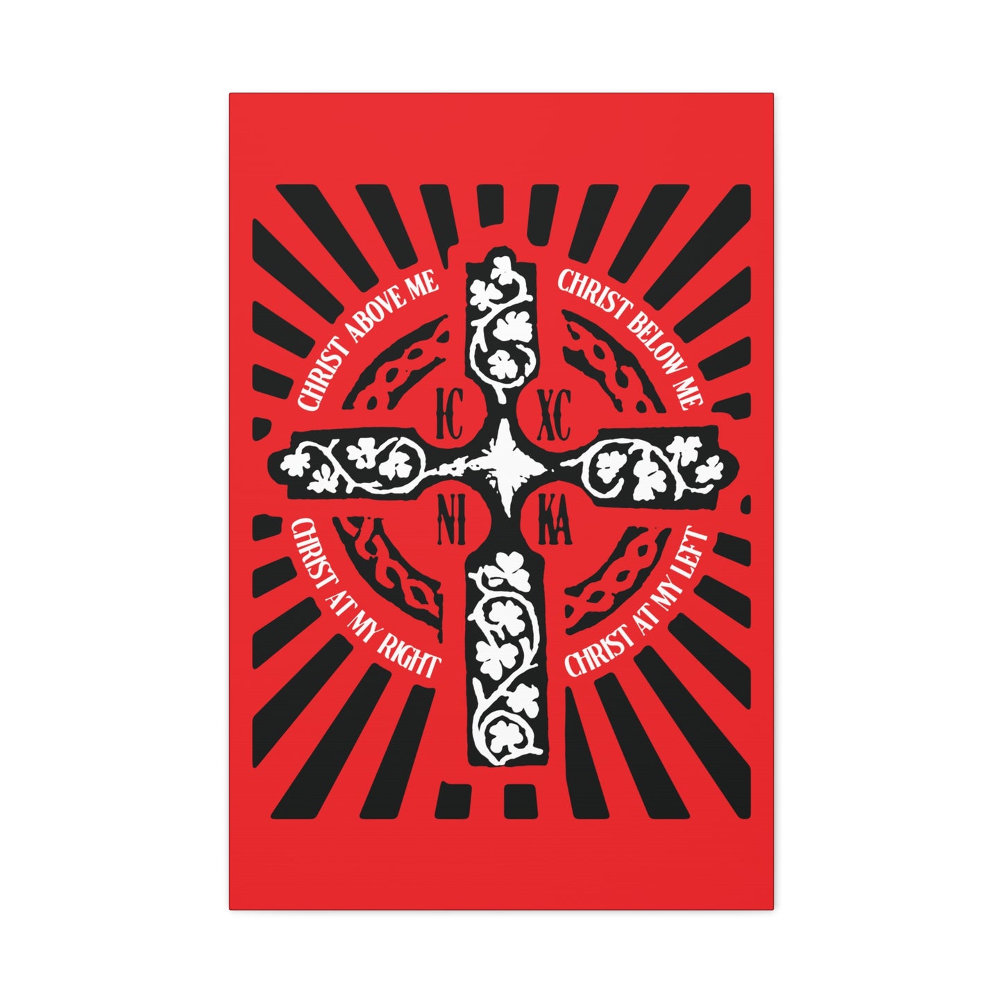 Red ICXC NIKA Enniskillen Celtic Cross | Lorica of St. Patrick | Shield Prayer | Orthodox Christian Canvas Art