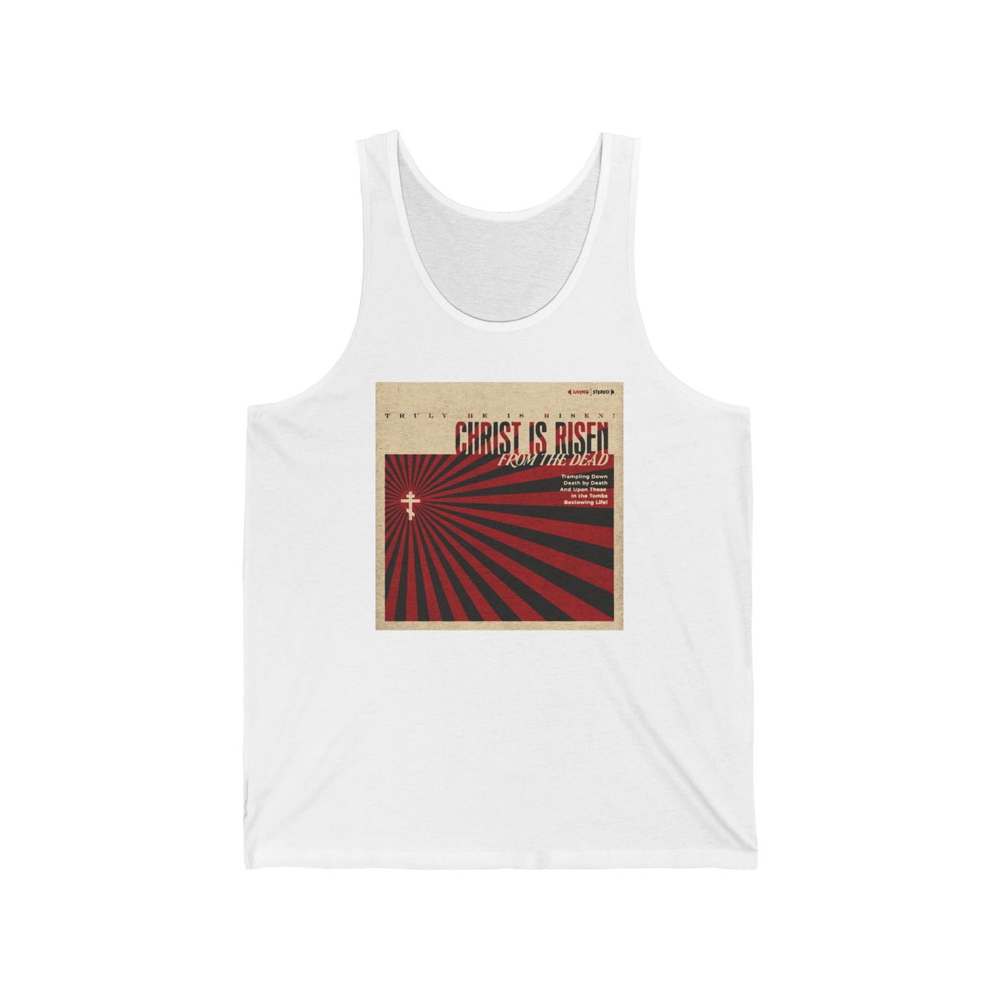 Christ is Risen from the Dead | Paschal Troparion | Retro LP Cover Design | Orthodox Christian Jersey Tank Top / Sleeveless Shirt