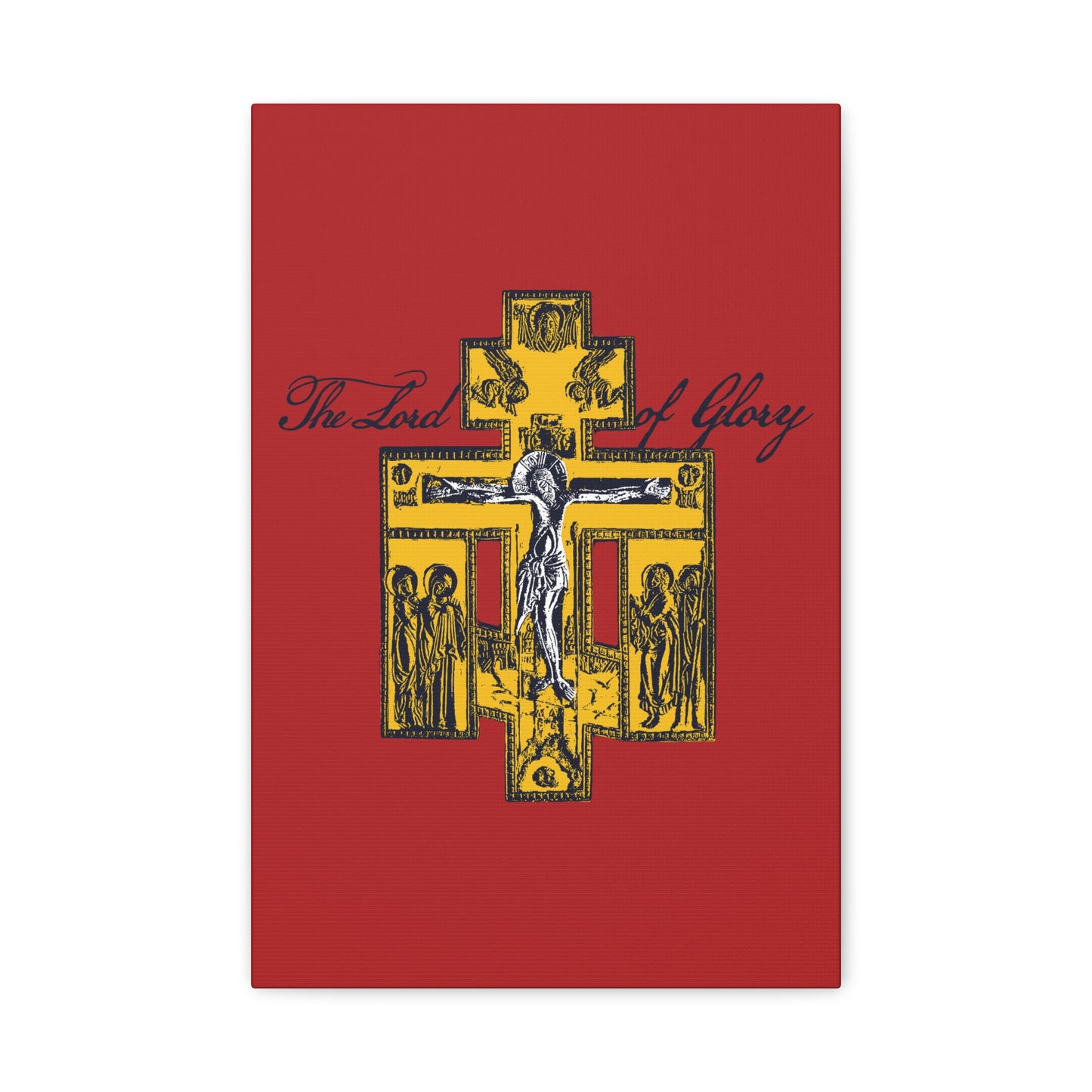 The Lord of Glory | Russian Golgotha Crucifix IconoGraphic (Red BG) | 1 Corinthians 2:8 | Orthodox Christian Canvas Art