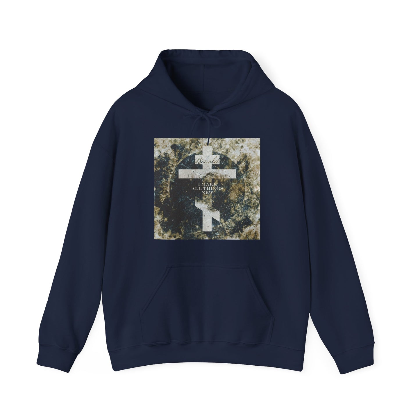 Behold, I Make All Things New | Revelation 21:5 | Cosmic Textured Orthodox Cross | Parousia | Orthodox Christian Hoodie