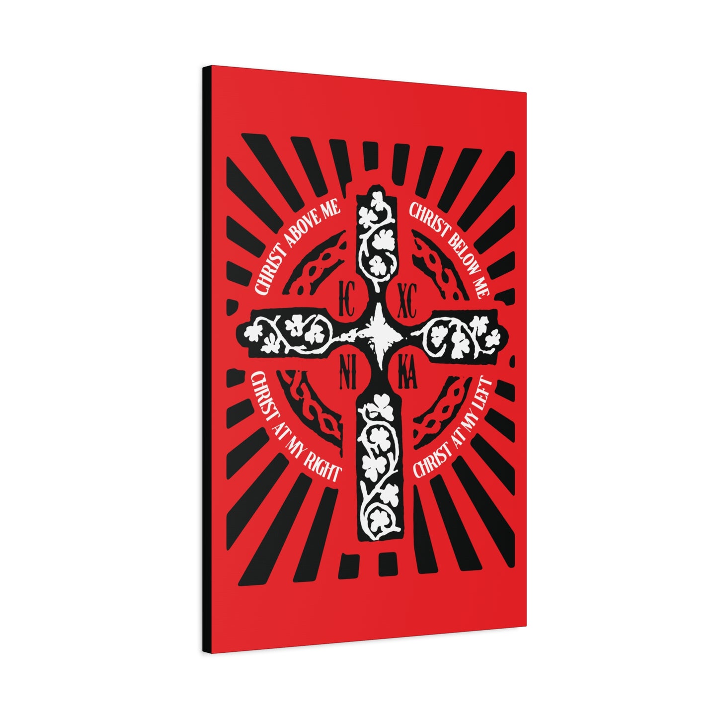 Red ICXC NIKA Enniskillen Celtic Cross | Lorica of St. Patrick | Shield Prayer | Orthodox Christian Canvas Art