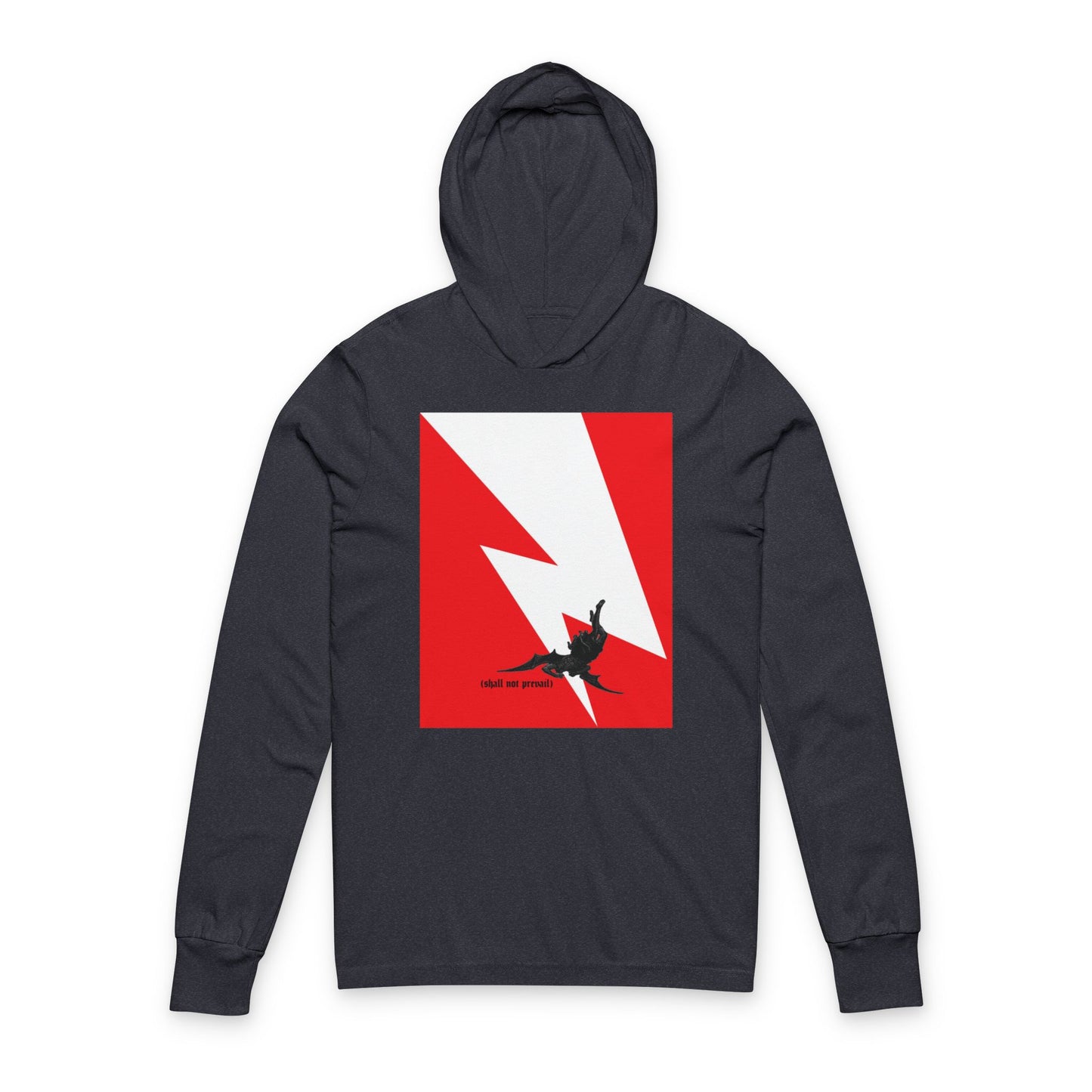 Shall Not Prevail | Satan Fell from Heaven Like Lightning (Luke 10:18) | Minimalist Design | Orthodox Long Sleeve Hooded Shirt