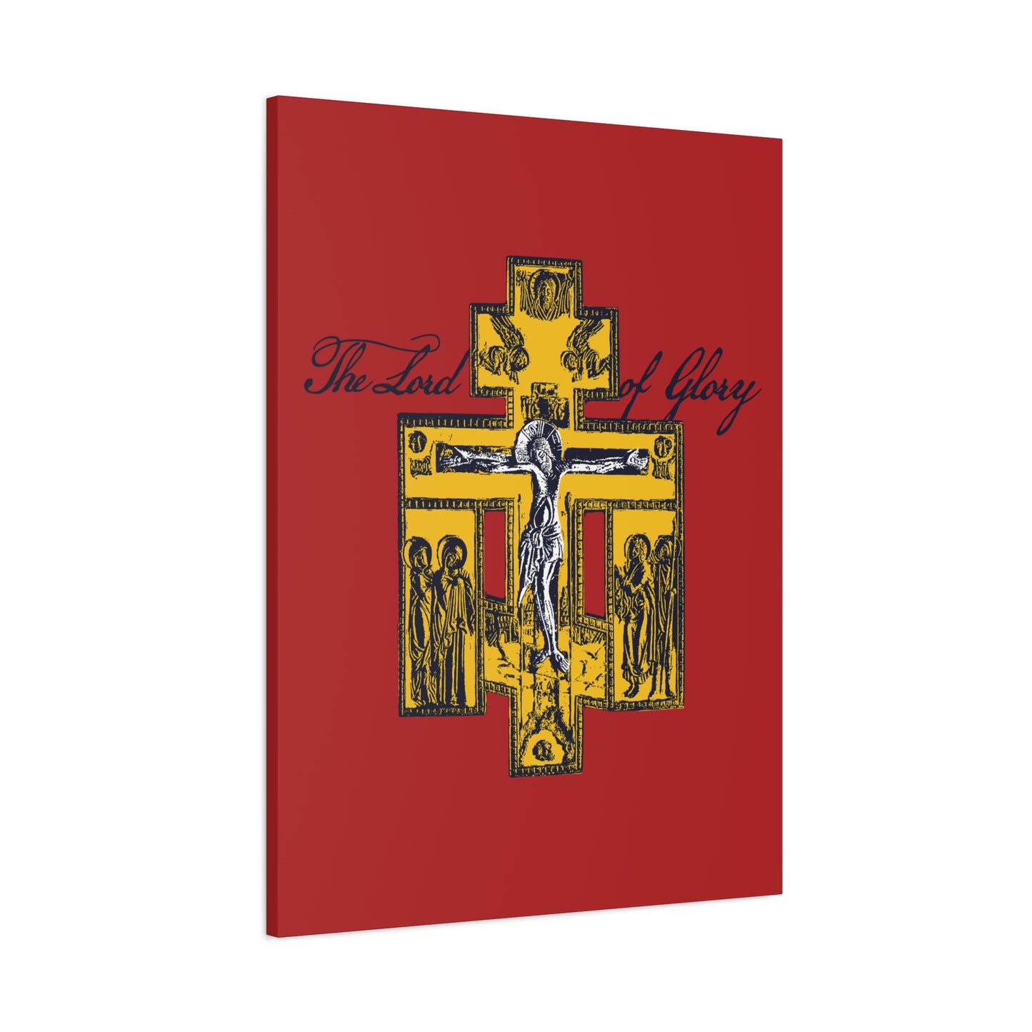 The Lord of Glory | Russian Golgotha Crucifix IconoGraphic (Red BG) | 1 Corinthians 2:8 | Orthodox Christian Canvas Art