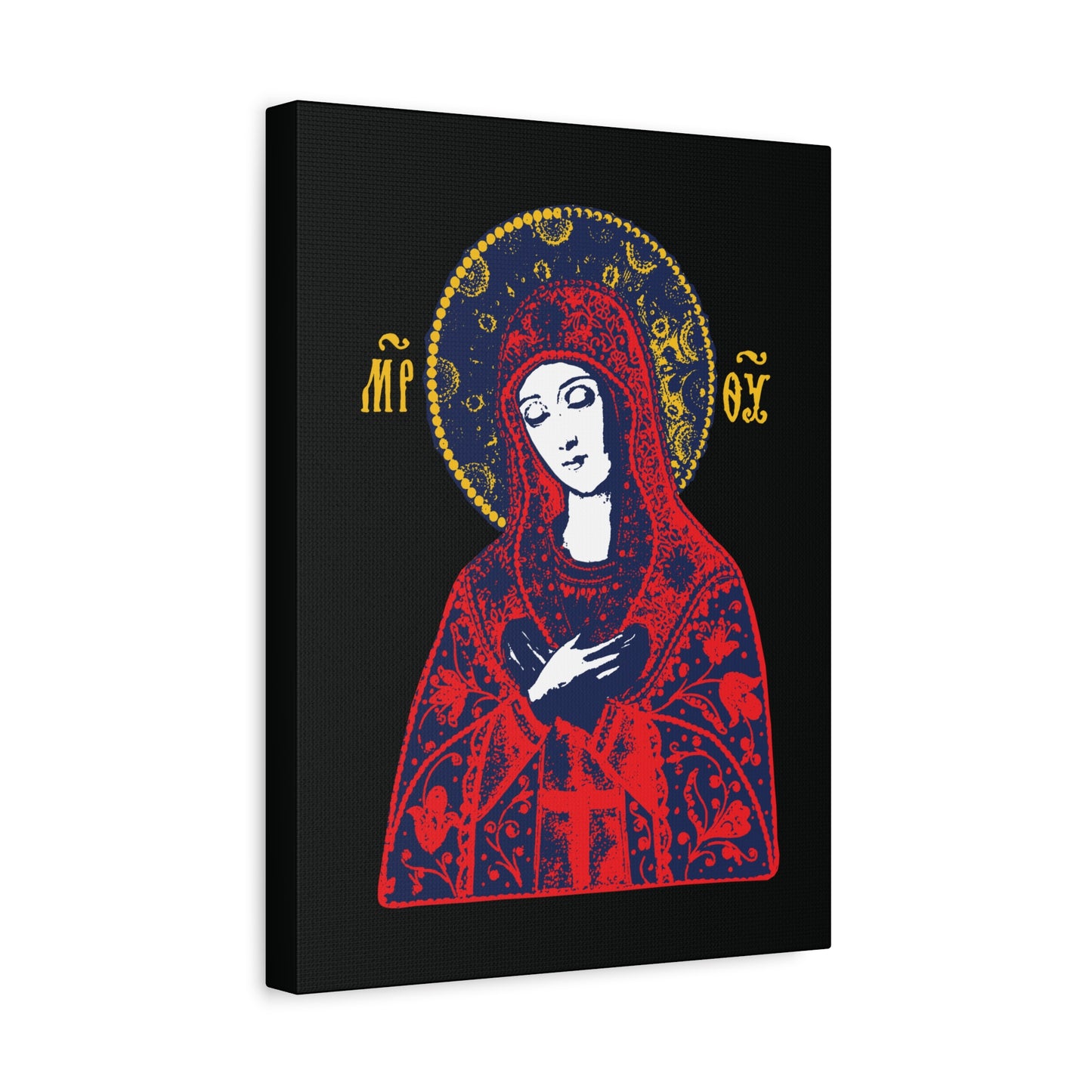 Joy of All Joys Tenderness Theotokos Iconographic Based on Traditional Orthodox Iconography | Red Design | Orthodox Christian Canvas Art