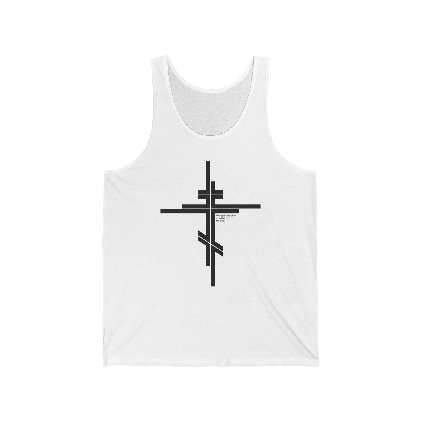 Whose Kingdom Shall Have No End | Luke 1:32-33 | Orthodox Cross | Modernist Minimalist Logo Style | Orthodox Christian Cotton Tank Top