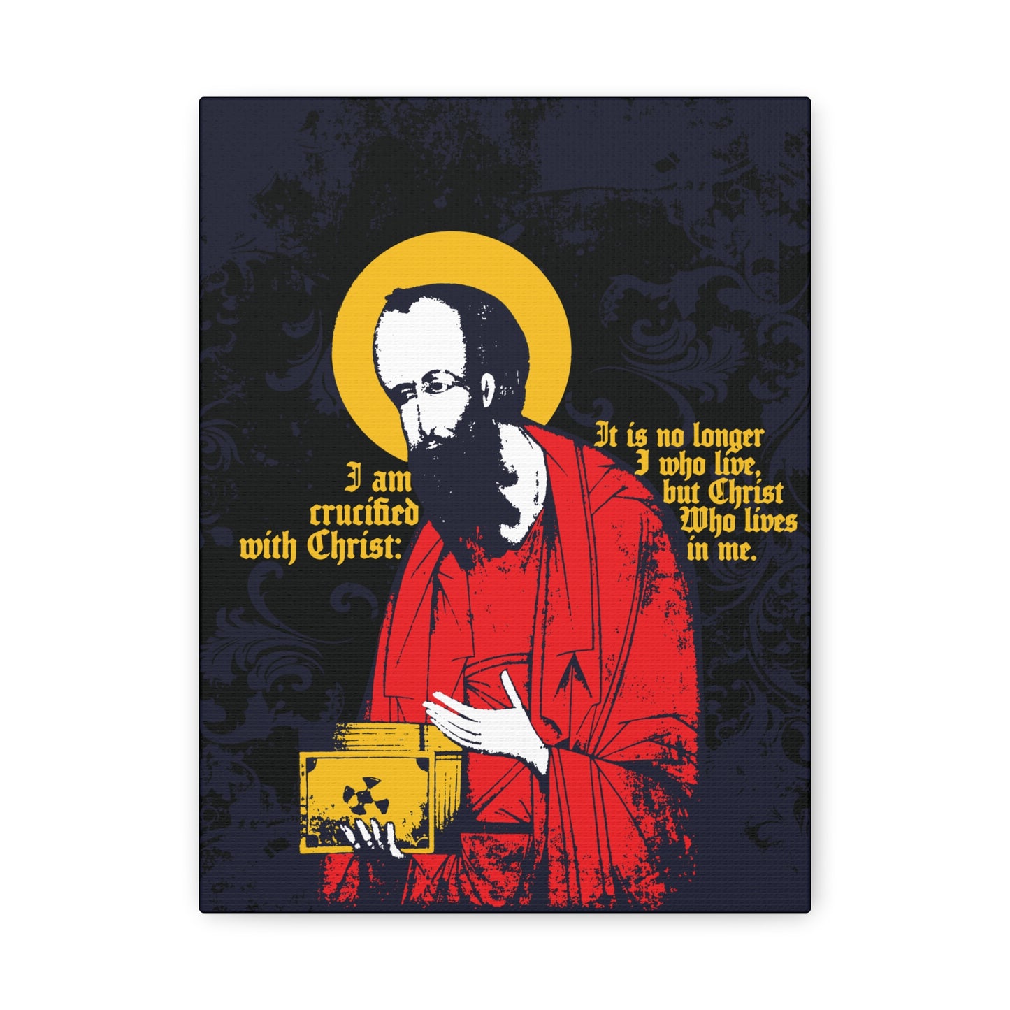 St Paul Holding Gospel Iconographic | I am crucified with Christ (Galatians 2:20) | Orthodox Christian Canvas Art