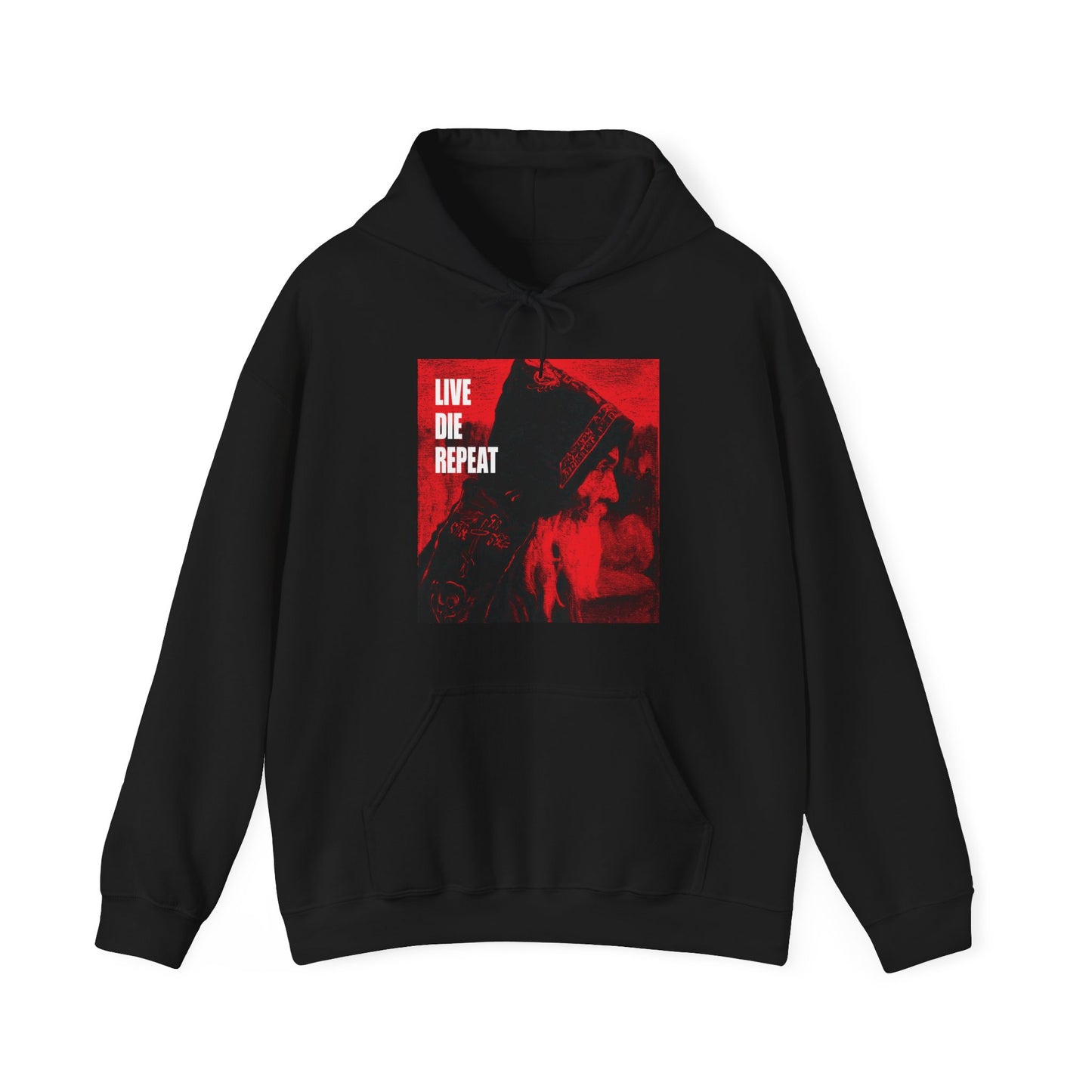 Live Die Repeat (Featuring "Monk" Artwork by Mikhail Nesterov) No. 1 | Orthodox Christian Hoodie / Hooded Sweatshirt