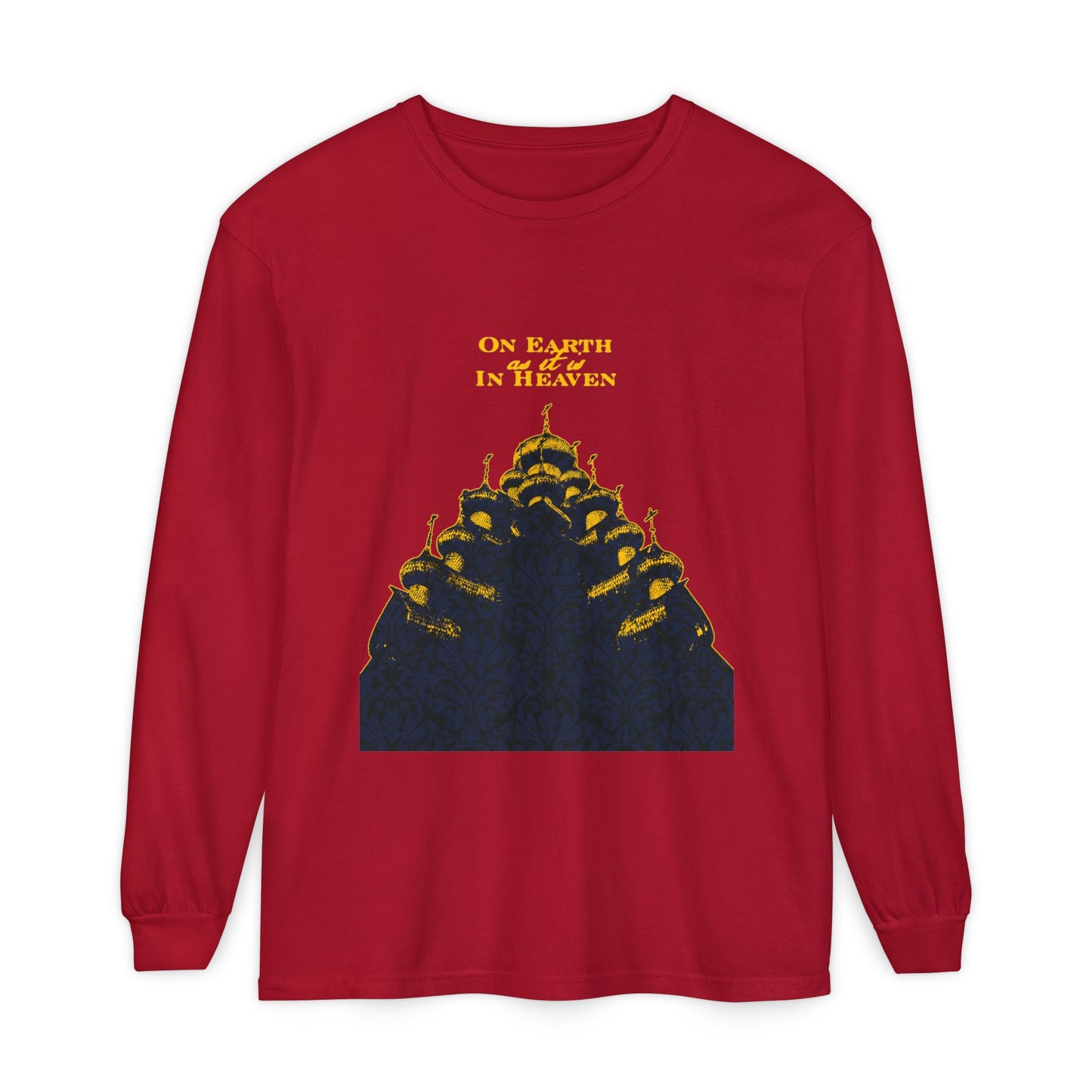The Church: On Earth As It Is In Heaven | Lord's Prayer | Ancient Russian Wooden Church Design | Orthodox Christian Long Sleeve Shirt