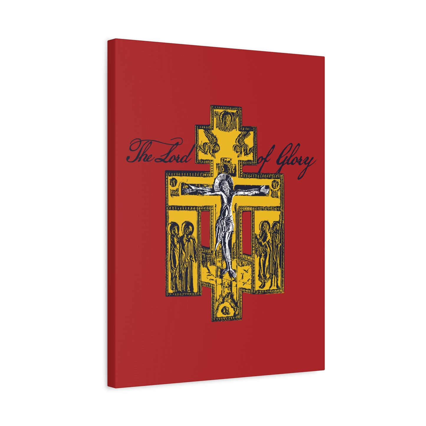 The Lord of Glory | Russian Golgotha Crucifix IconoGraphic (Red BG) | 1 Corinthians 2:8 | Orthodox Christian Canvas Art