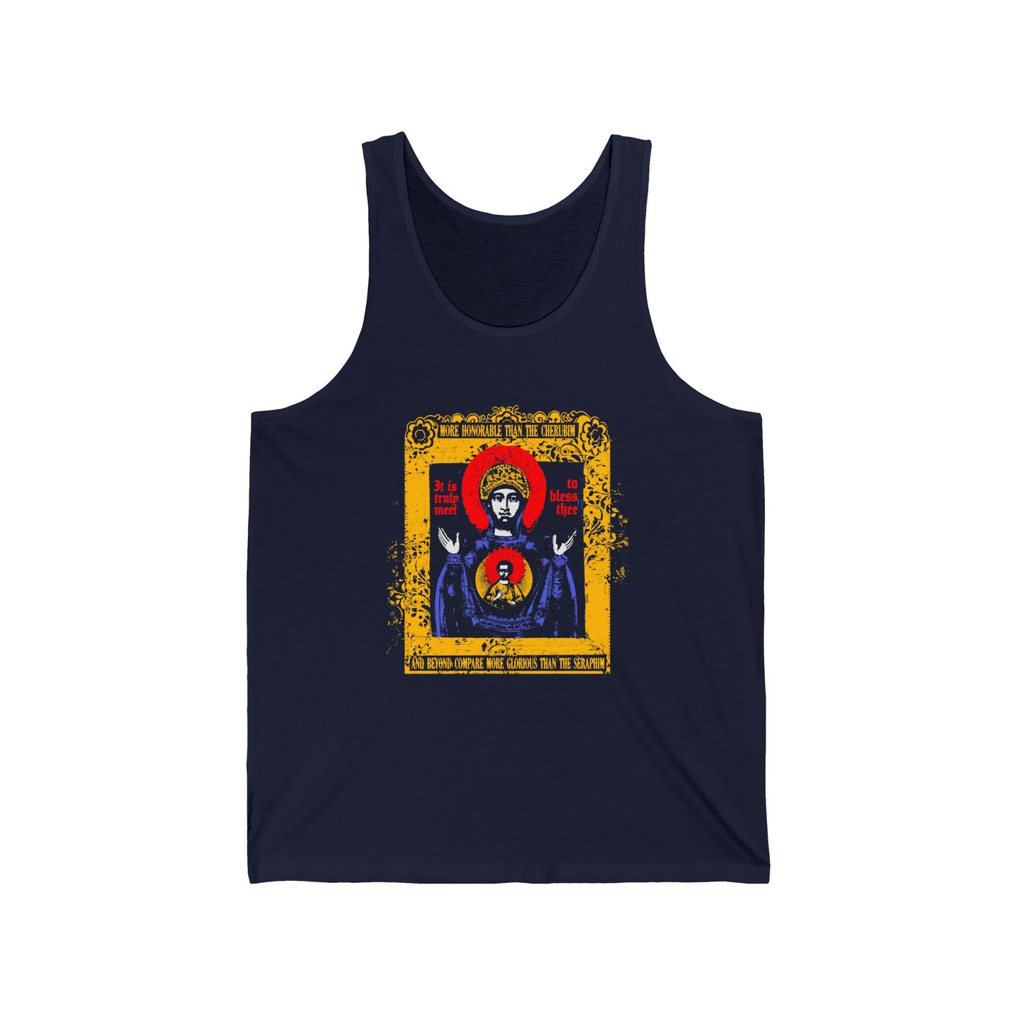 It is Truly Meet To Bless Thee Iconographic | Axion Estin Hymn to the Mother of God Theotokos | Orthodox Christian Jersey Tank Top