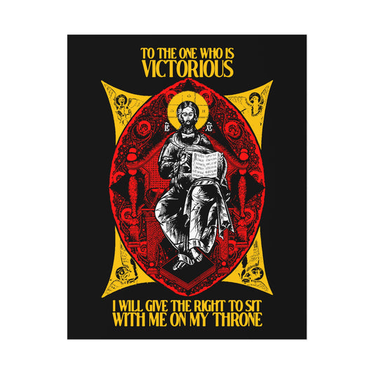 Christ Enthroned IconoGraphic (To the One Who Is Victorious) No. 1 | Orthodox Christian Art Poster