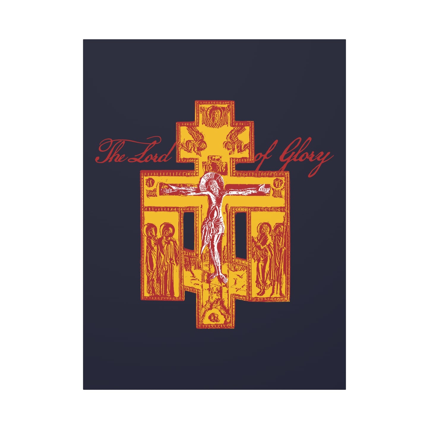 The Lord of Glory | Russian Golgotha Crucifix IconoGraphic (Blue BG) | 1 Corinthians 2:8 | Orthodox Christian Canvas Art