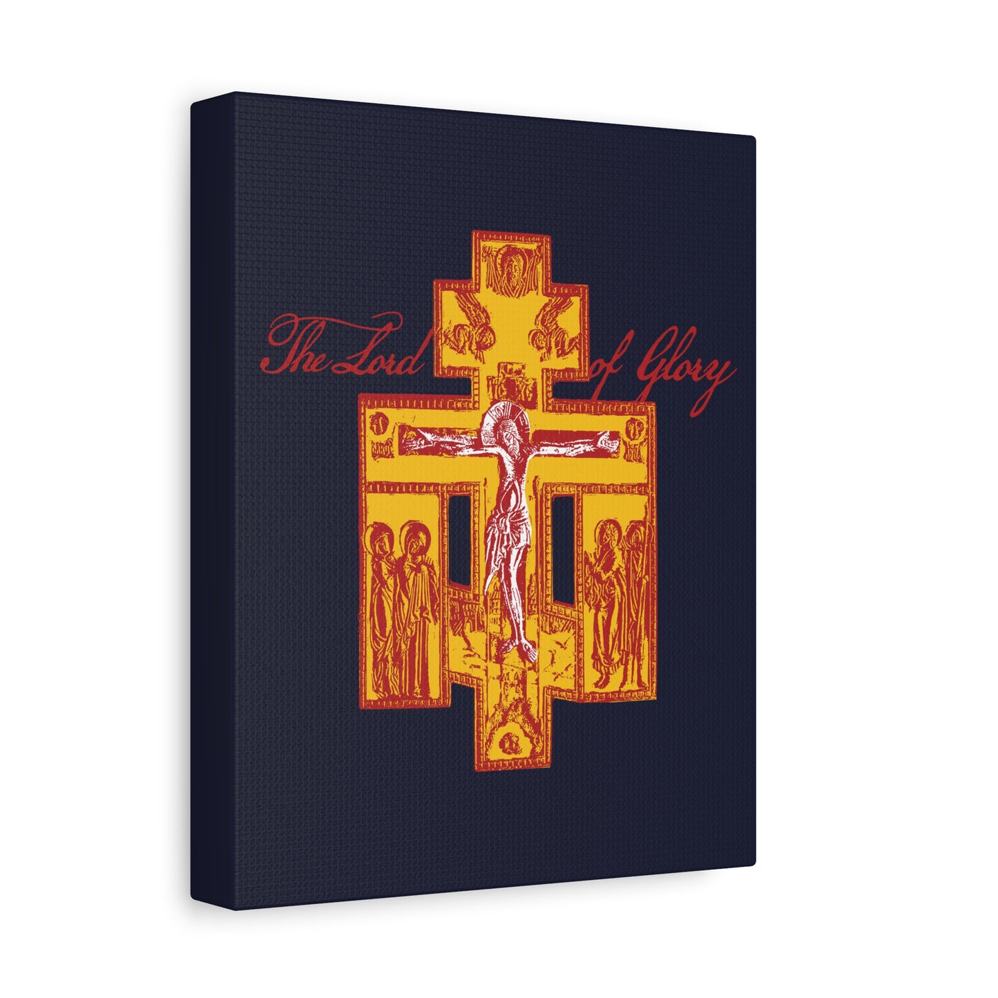 The Lord of Glory | Russian Golgotha Crucifix IconoGraphic (Blue BG) | 1 Corinthians 2:8 | Orthodox Christian Canvas Art