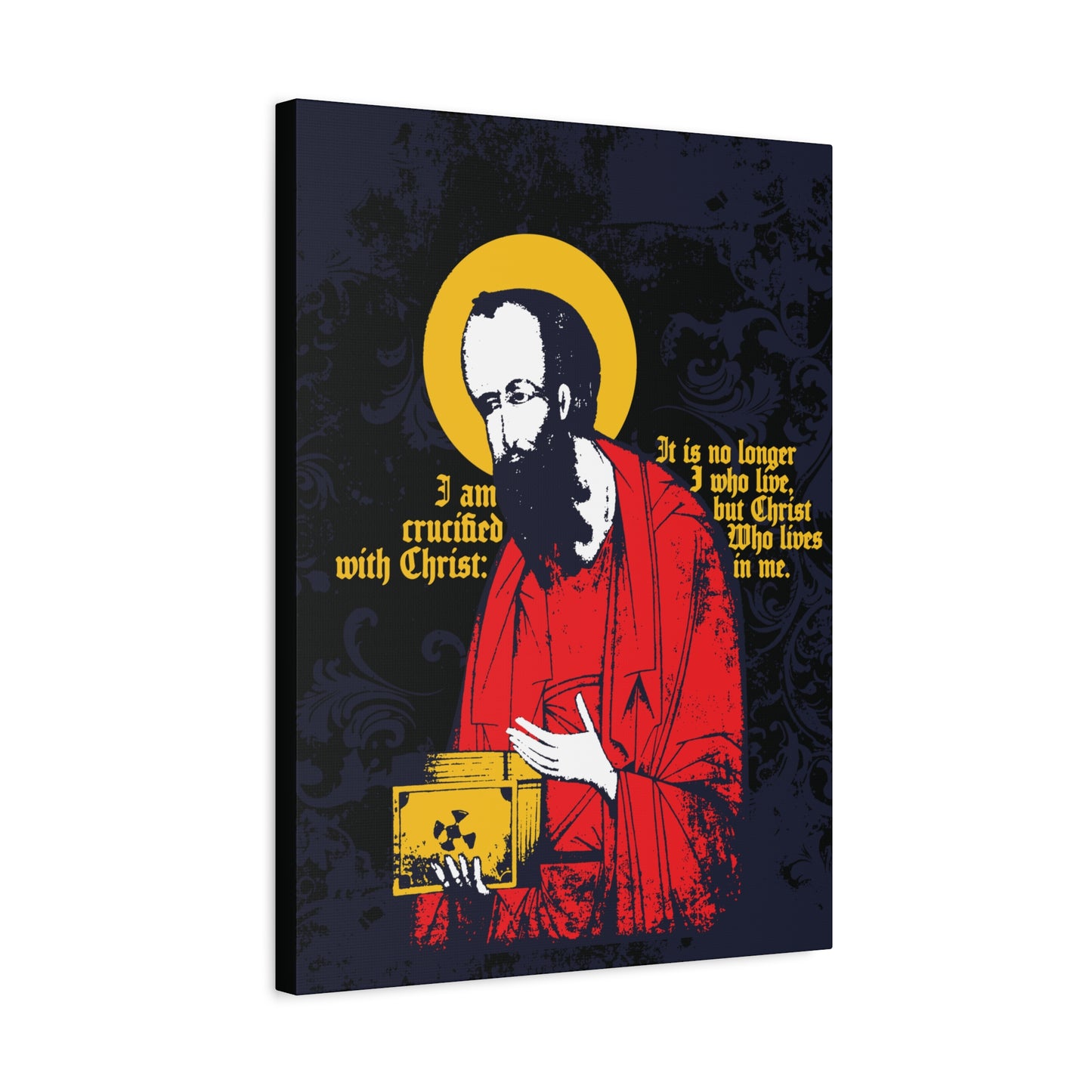 St Paul Holding Gospel Iconographic | I am crucified with Christ (Galatians 2:20) | Orthodox Christian Canvas Art