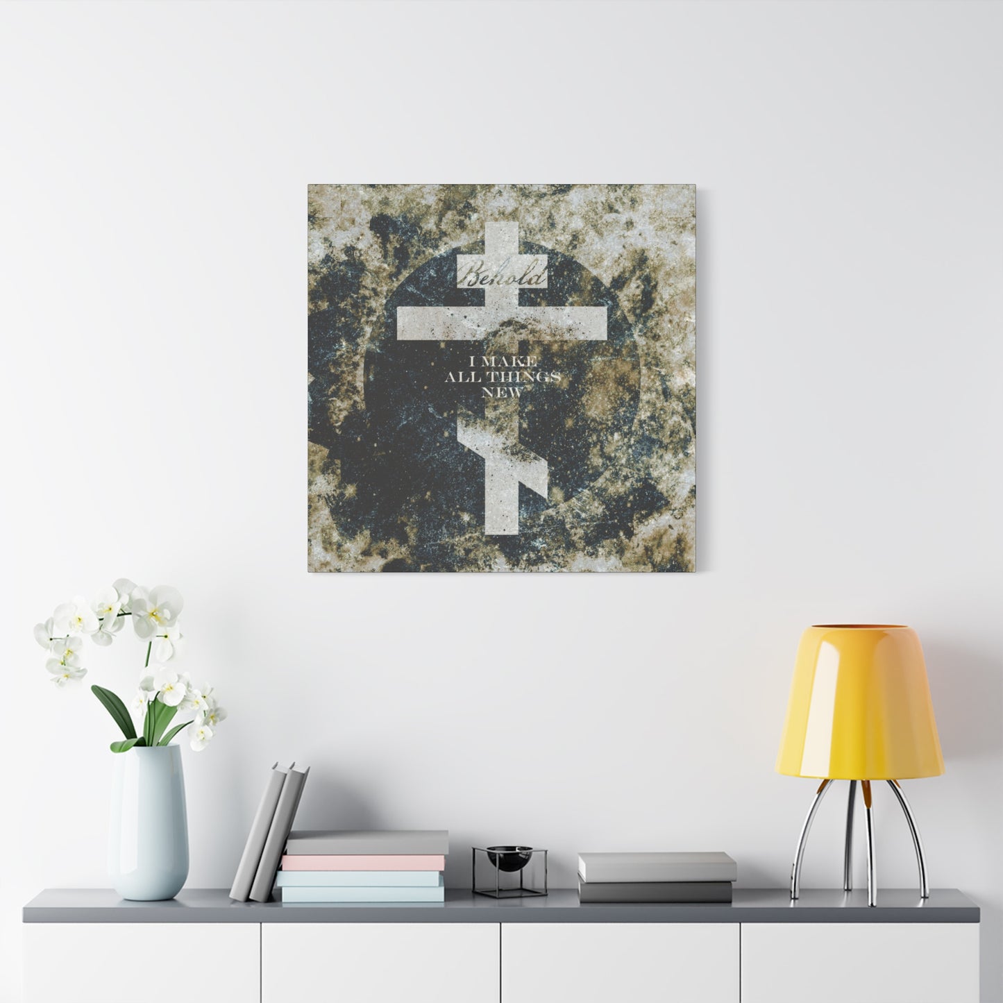 Behold, I Make All Things New | Revelation 21:5 | Cosmic Textured Orthodox Cross | Parousia | Orthodox Christian Canvas Art