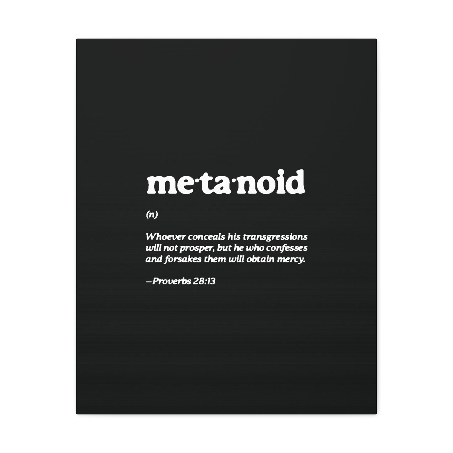 Metanoia Metanoid Definition | Proverbs 28:13 | Confession & Repentance | Minimalist Design | Orthodox Christian Canvas Art
