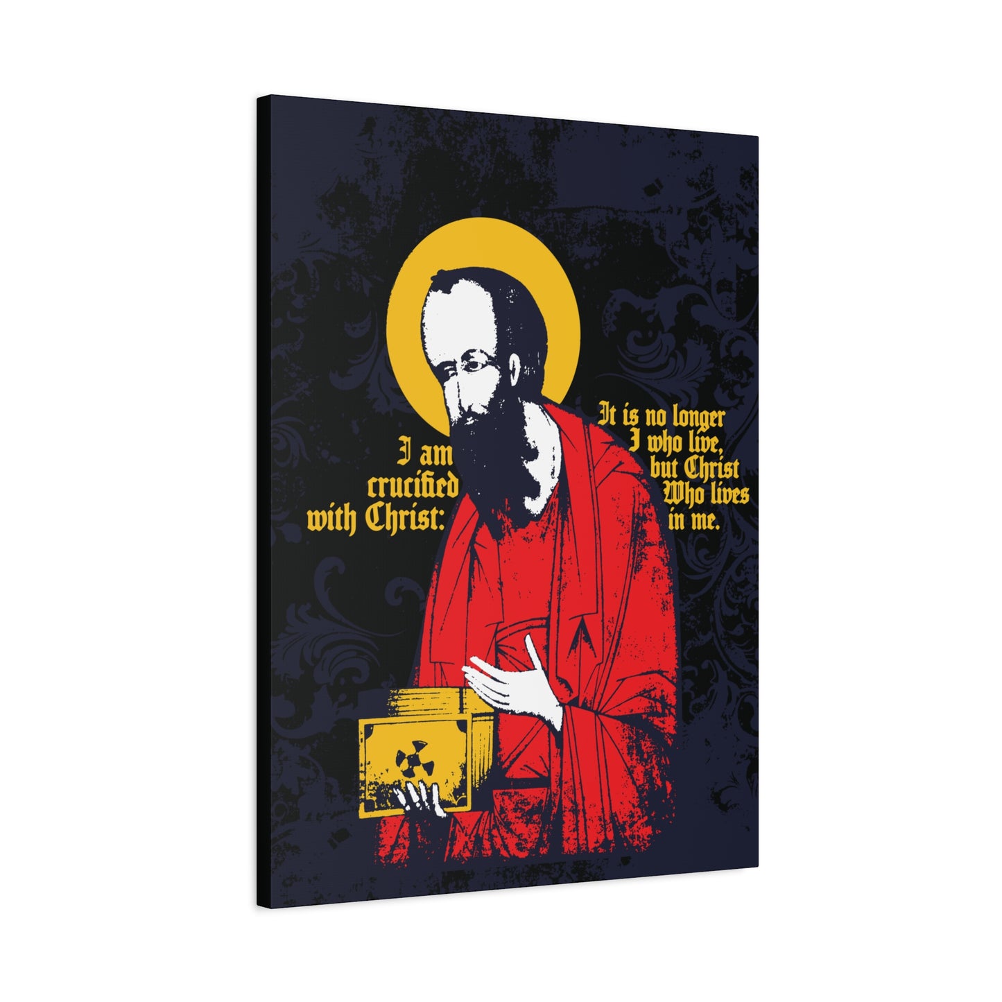 St Paul Holding Gospel Iconographic | I am crucified with Christ (Galatians 2:20) | Orthodox Christian Canvas Art