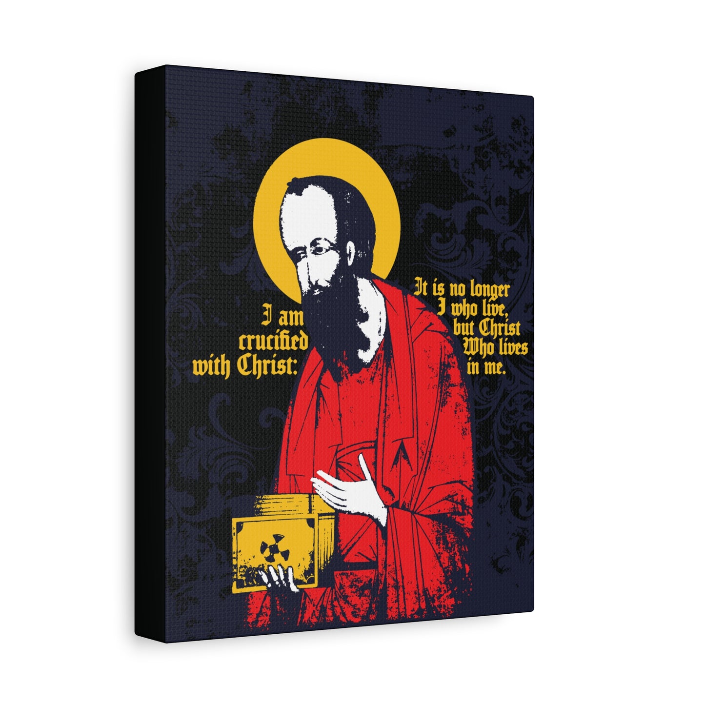 St Paul Holding Gospel Iconographic | I am crucified with Christ (Galatians 2:20) | Orthodox Christian Canvas Art
